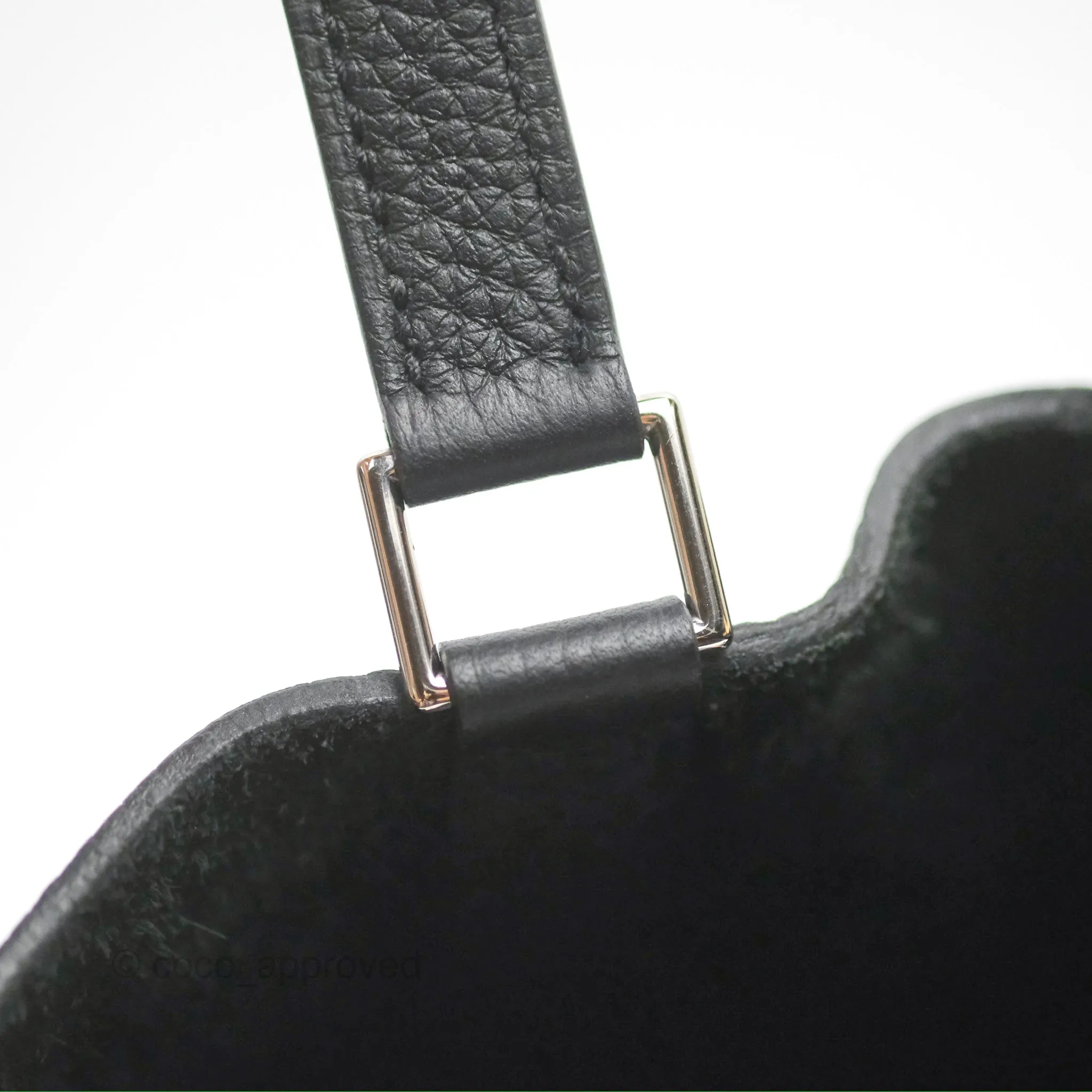 Herms Picotin 22 Black Noir 89 Clemence Palladium Hardware