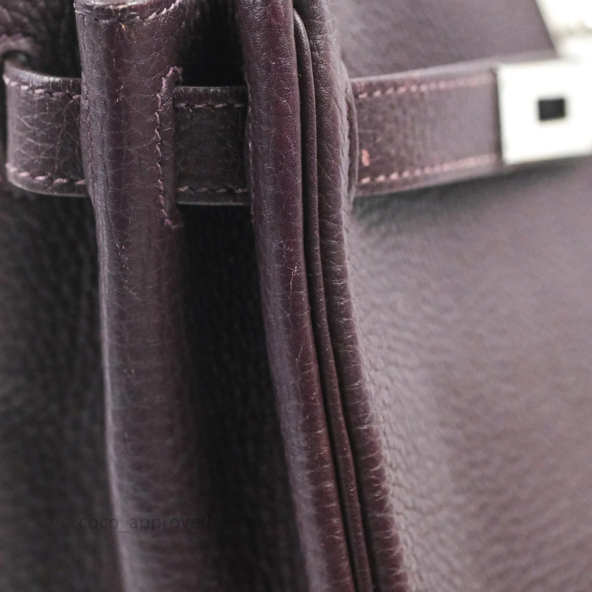 Herms Retourne Kelly 28 Raisin TPM Palladium Hardware