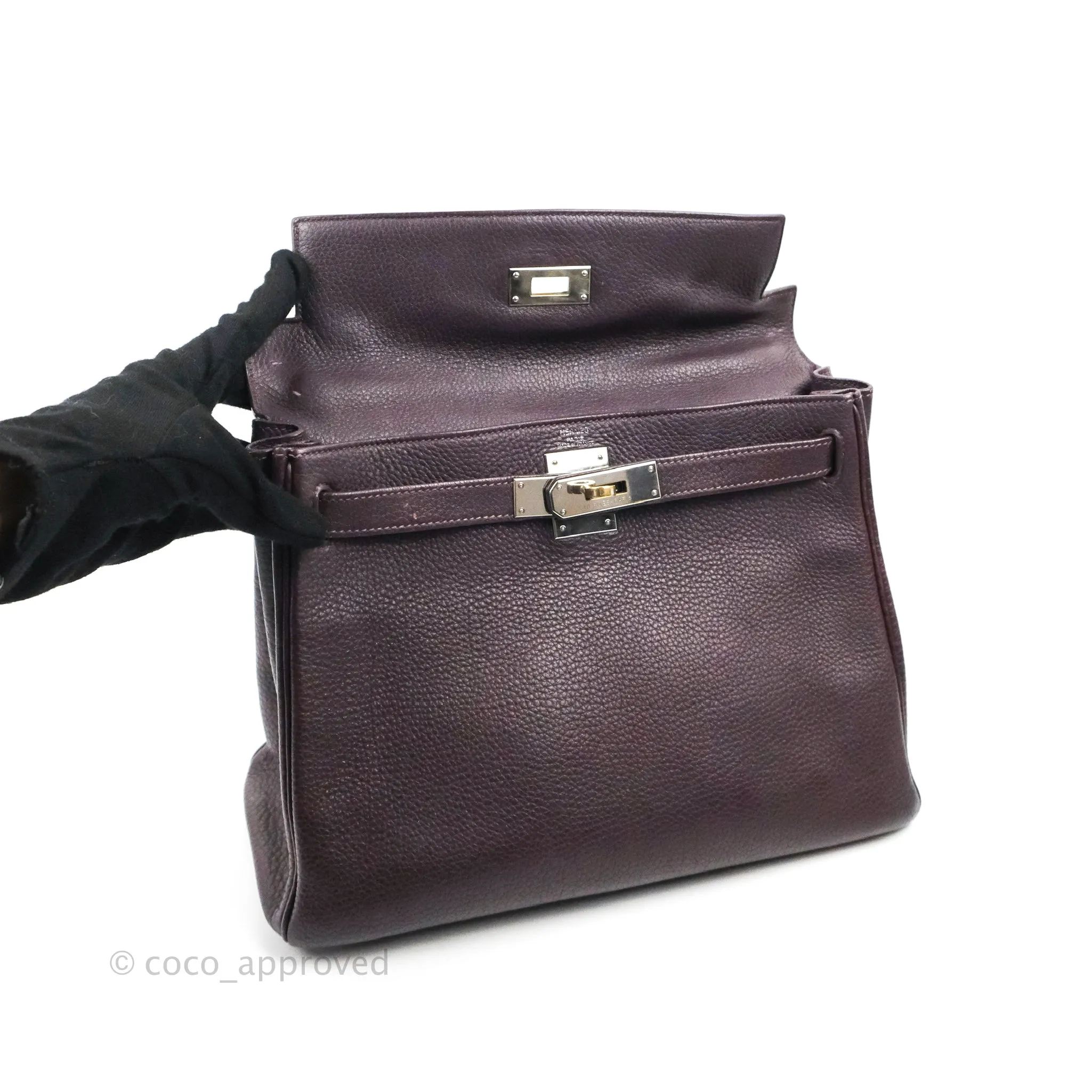 Herms Retourne Kelly 28 Raisin TPM Palladium Hardware