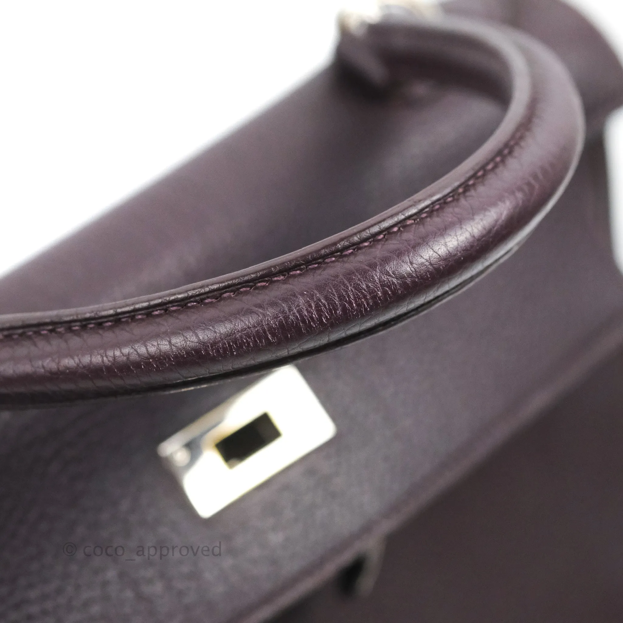 Herms Retourne Kelly 28 Raisin TPM Palladium Hardware