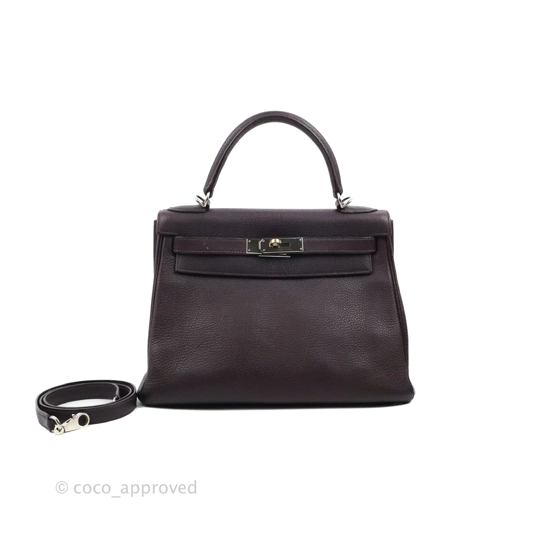 Herms Retourne Kelly 28 Raisin TPM Palladium Hardware