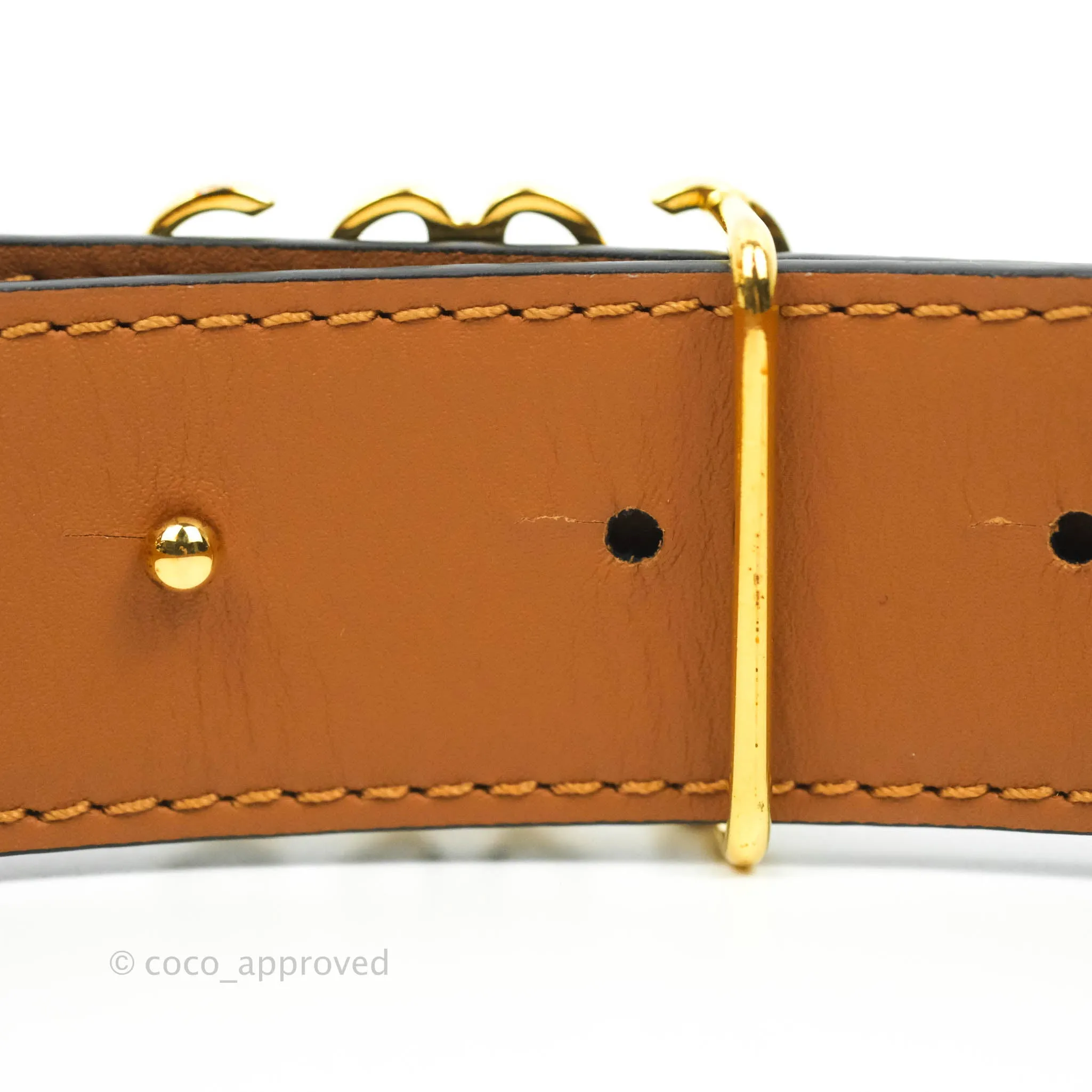 Loewe Anagram Buckle Tan Black Calfskin Reversible Belt