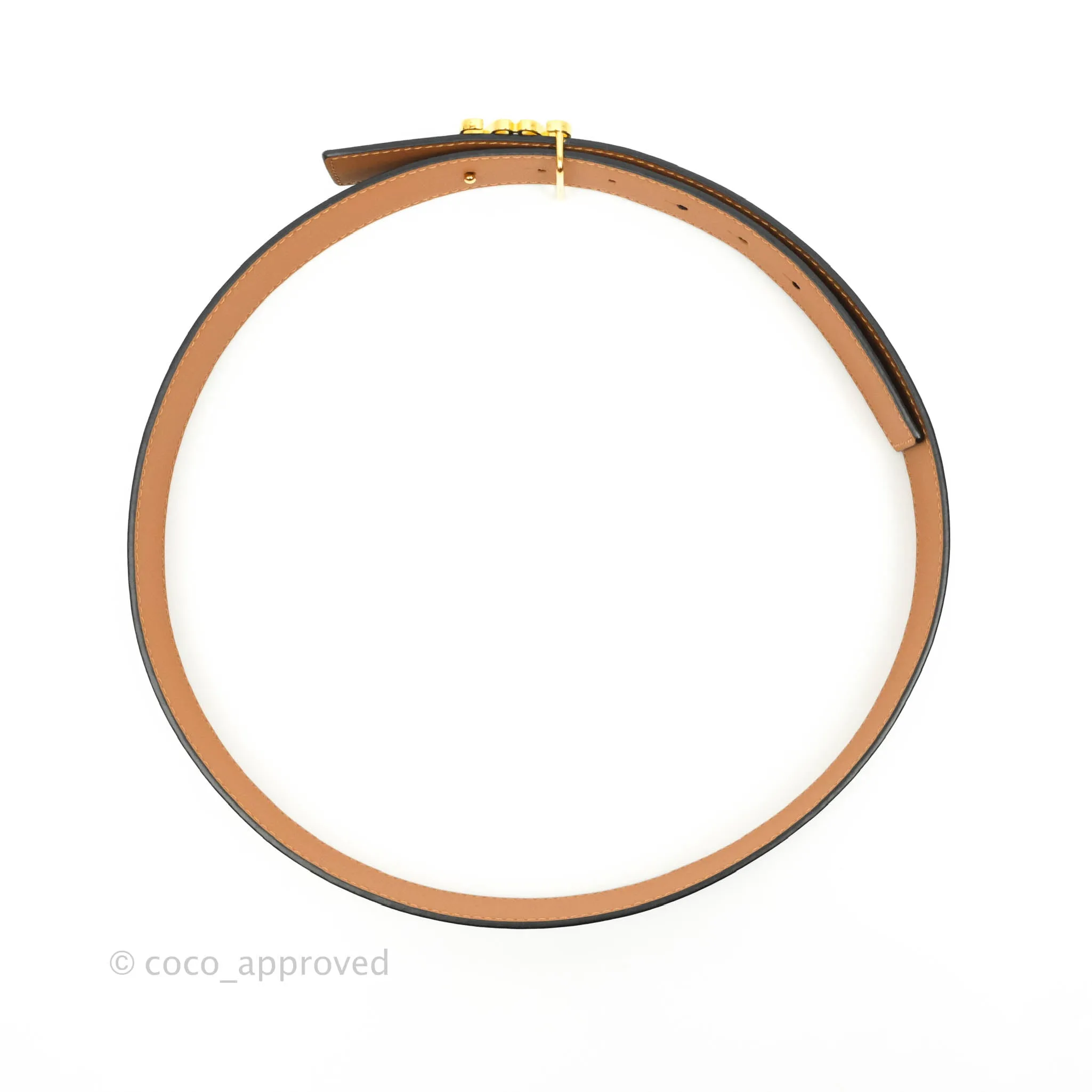 Loewe Anagram Buckle Tan Black Calfskin Reversible Belt
