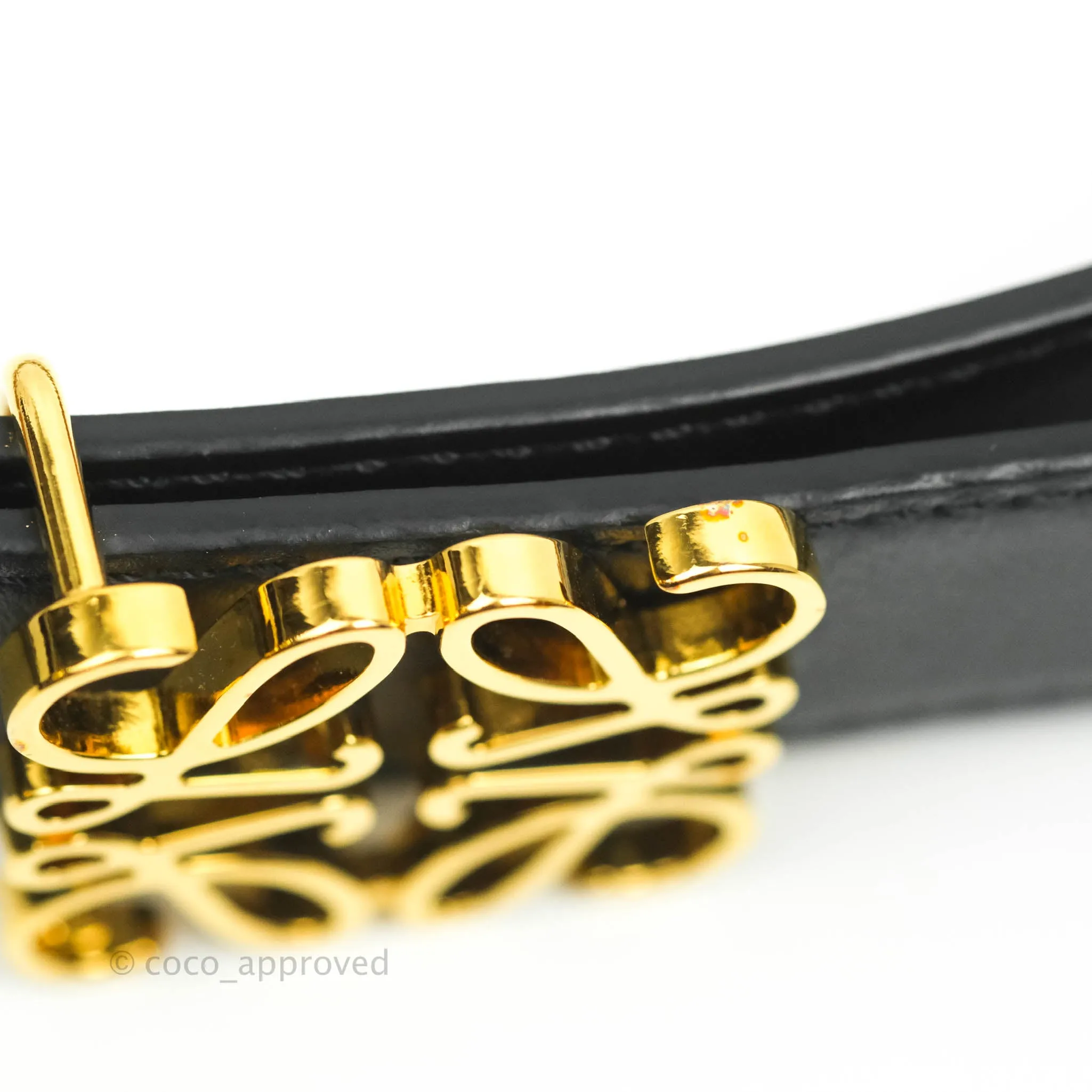 Loewe Anagram Buckle Tan Black Calfskin Reversible Belt