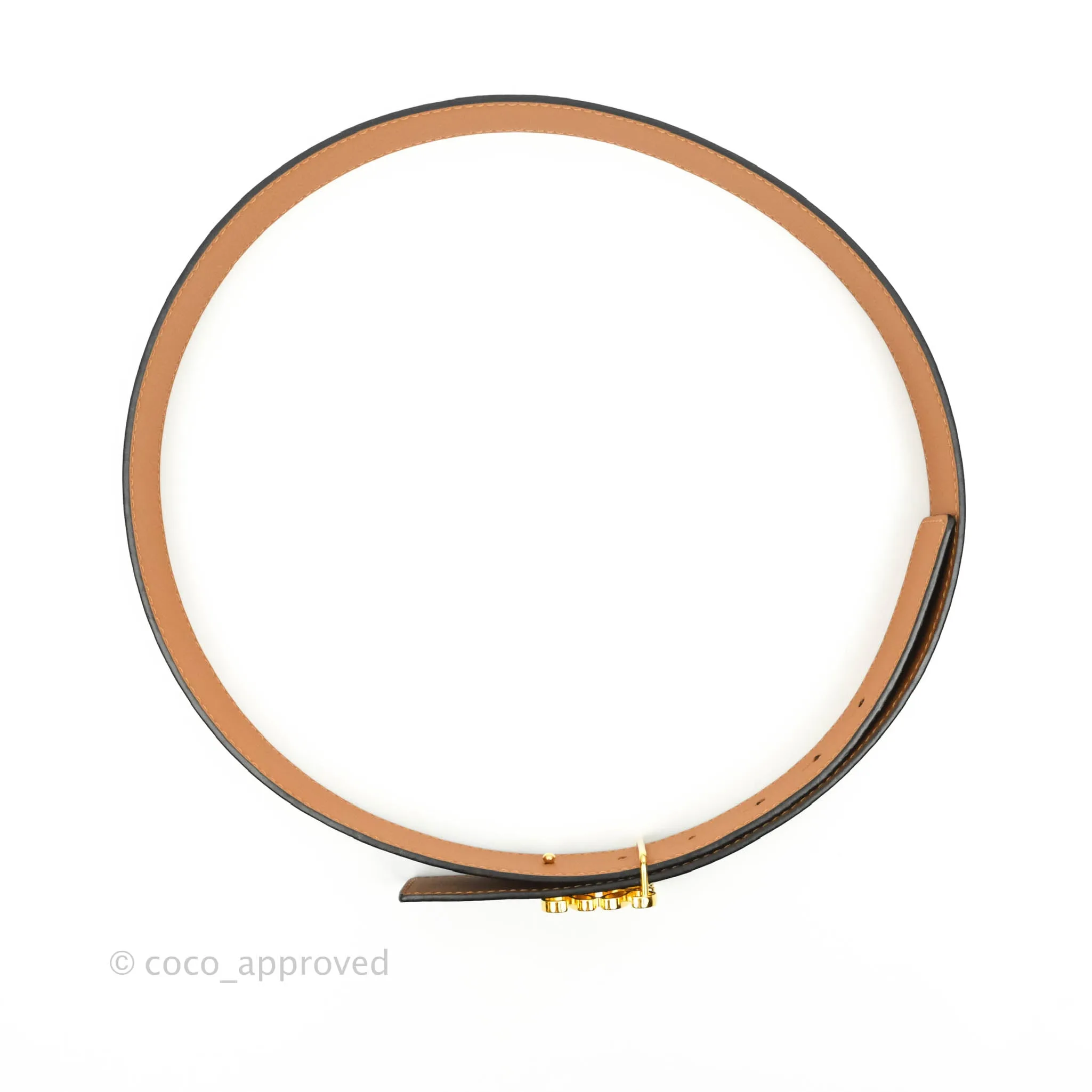 Loewe Anagram Buckle Tan Black Calfskin Reversible Belt