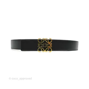 Loewe Anagram Buckle Tan Black Calfskin Reversible Belt