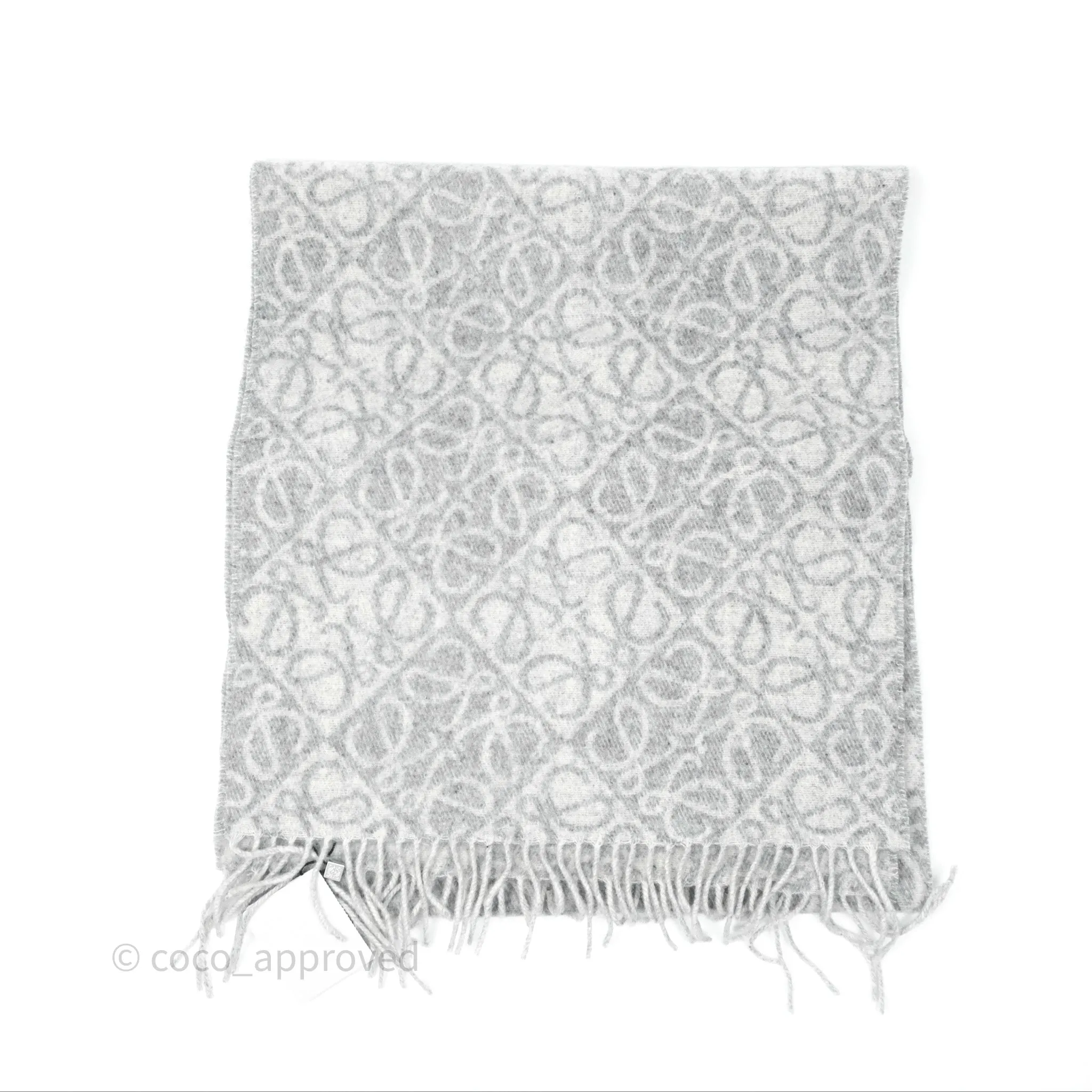 Loewe Anagram Wool Cashmere Scarf Light Grey