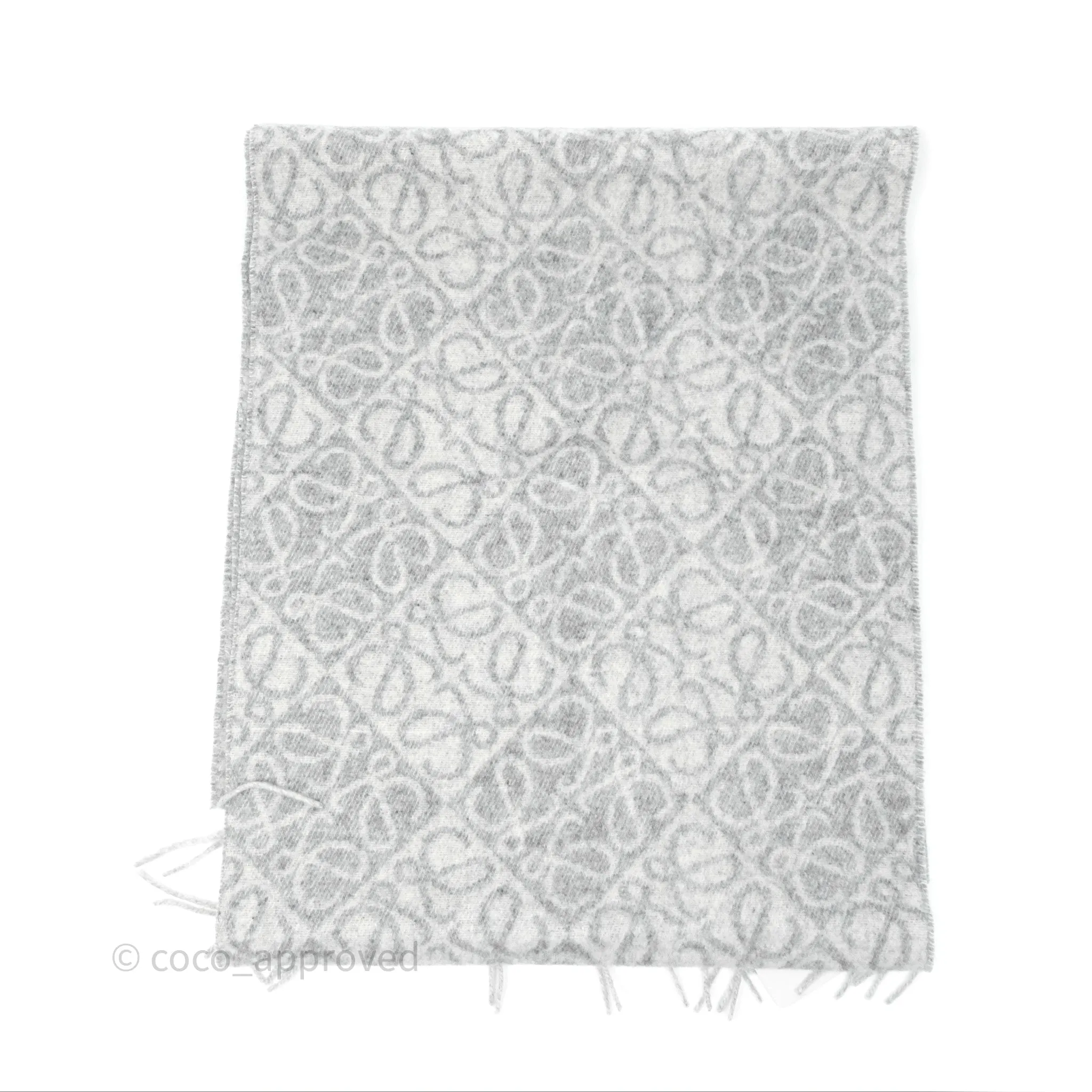 Loewe Anagram Wool Cashmere Scarf Light Grey
