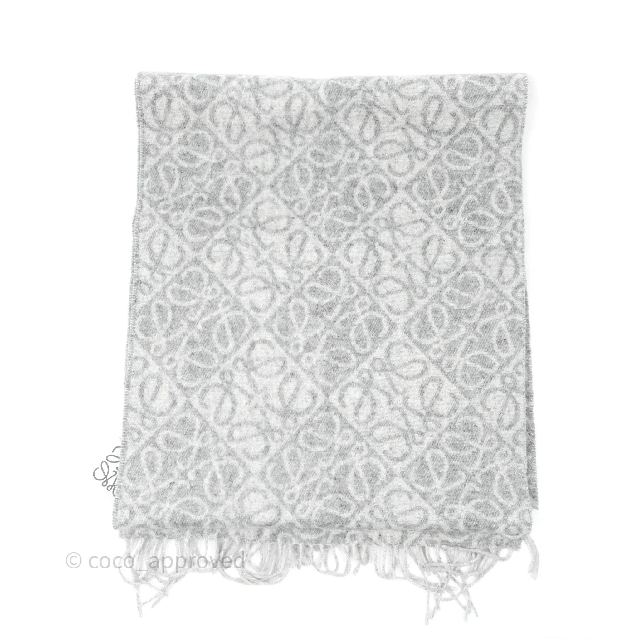 Loewe Anagram Wool Cashmere Scarf Light Grey