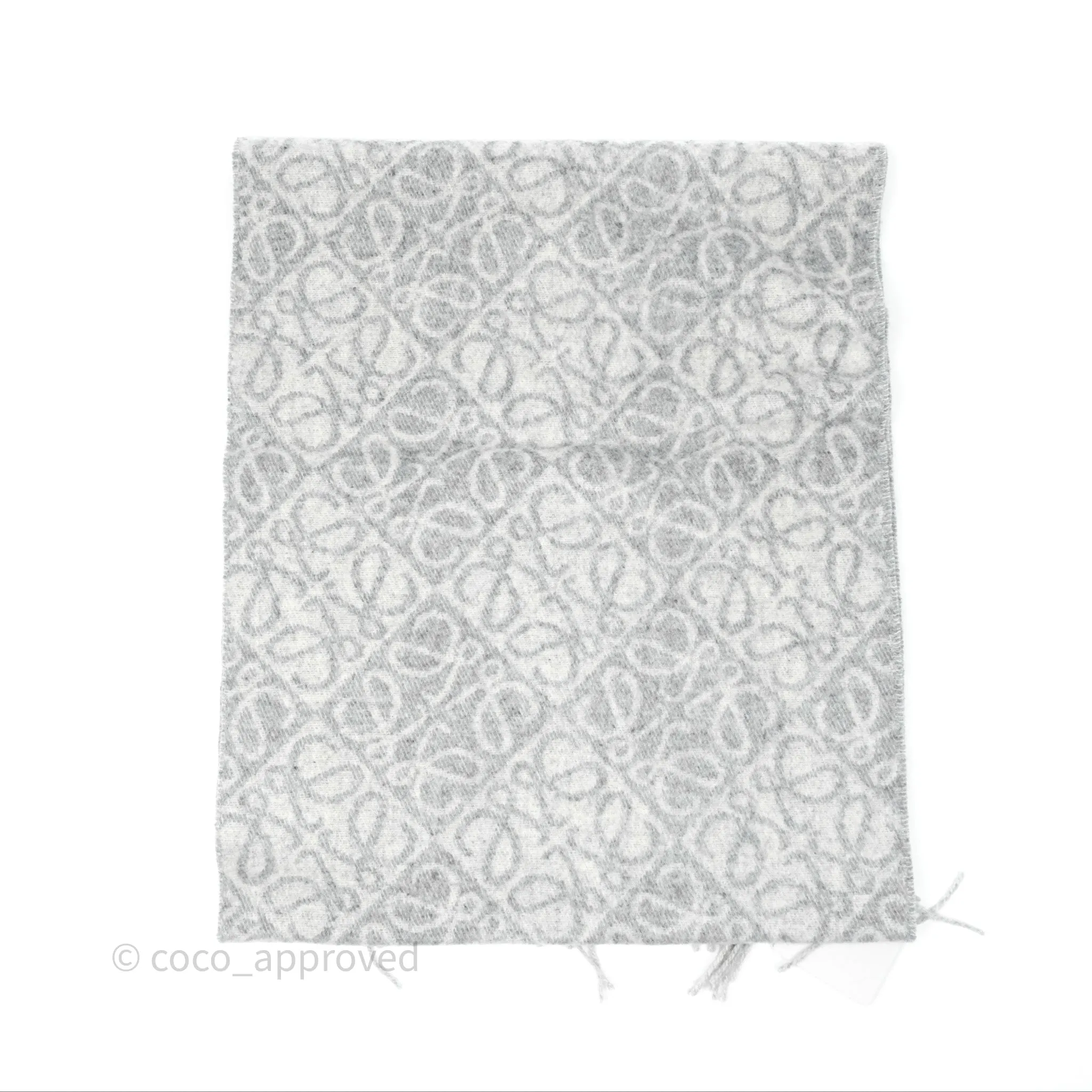 Loewe Anagram Wool Cashmere Scarf Light Grey