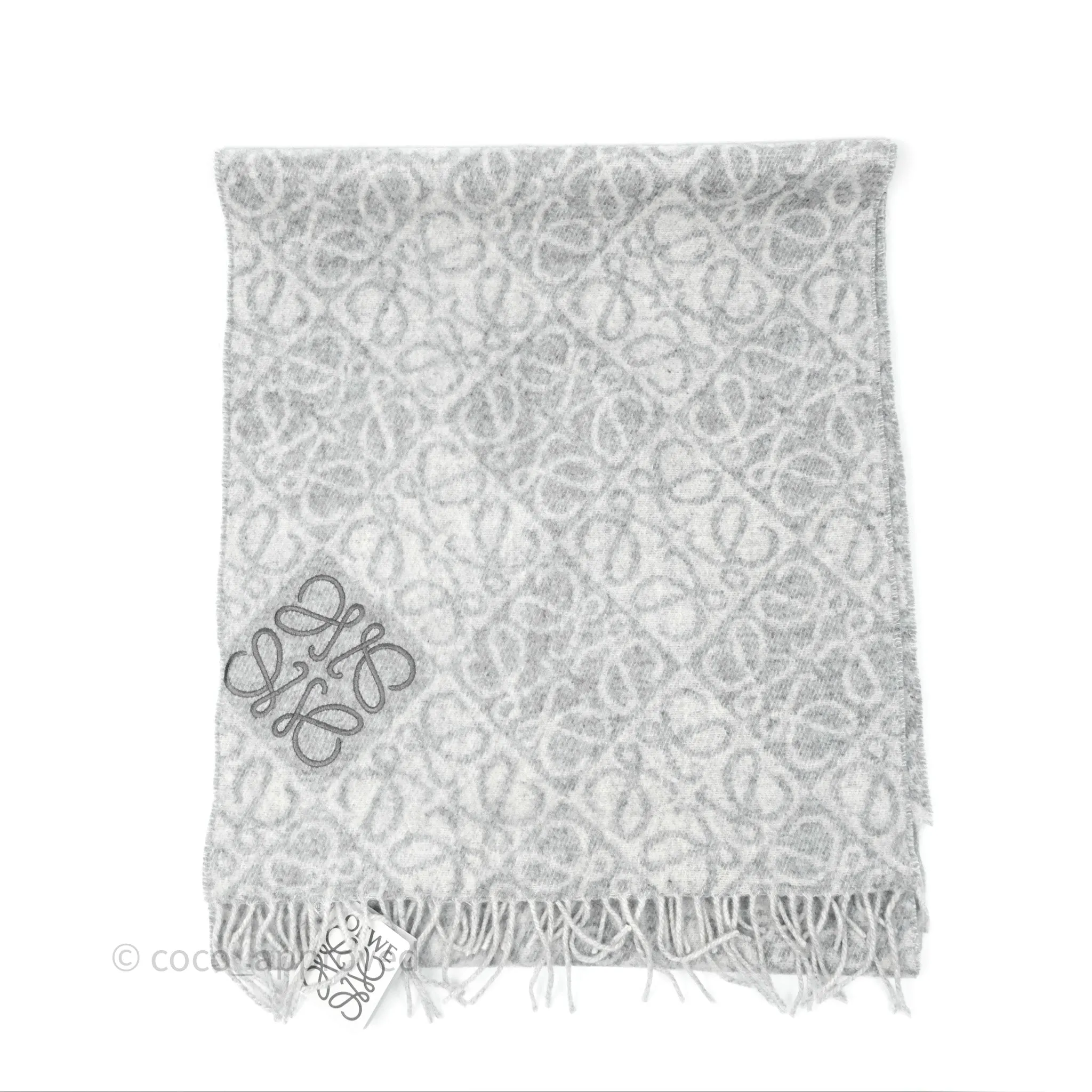 Loewe Anagram Wool Cashmere Scarf Light Grey