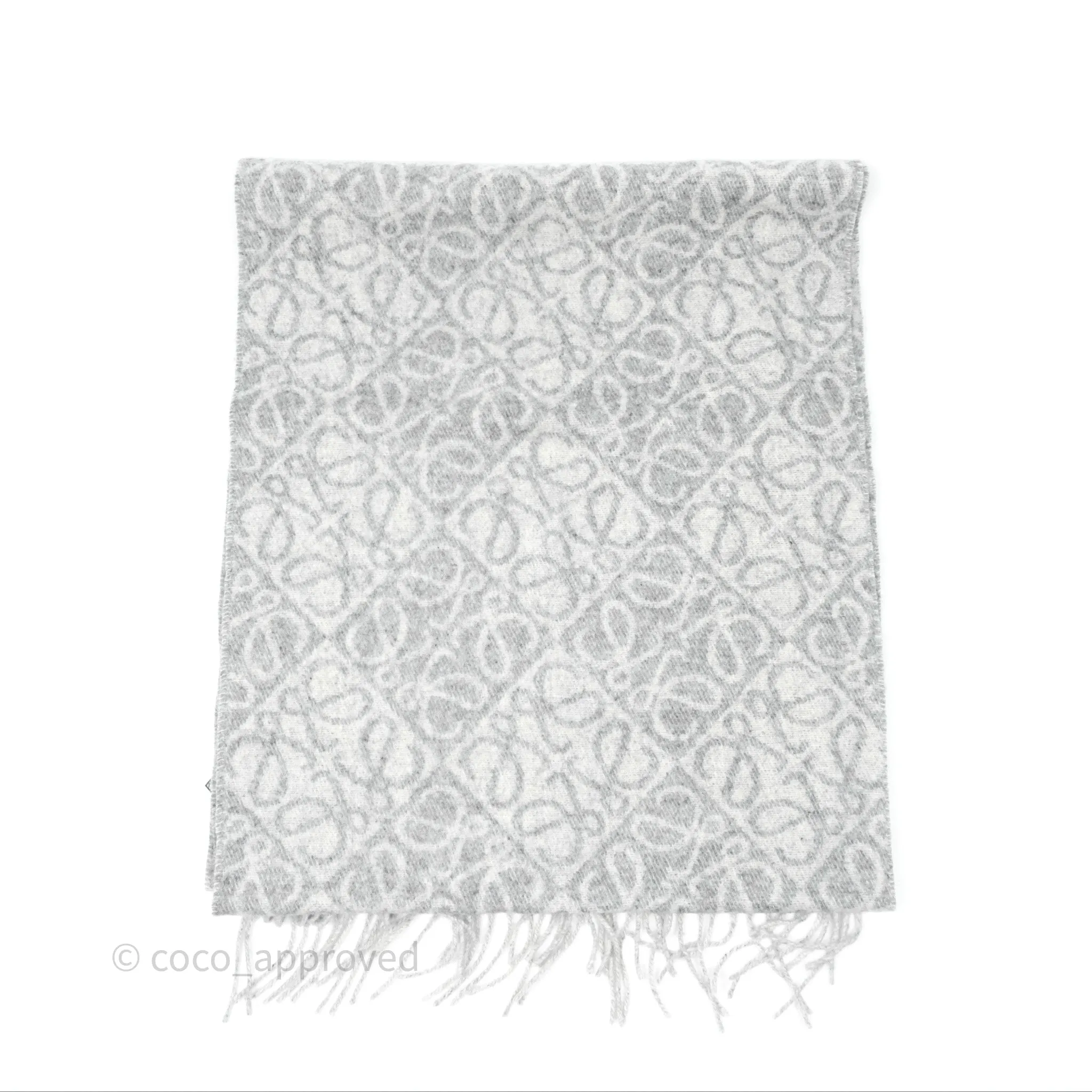 Loewe Anagram Wool Cashmere Scarf Light Grey