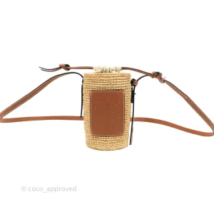 Loewe Cylinder Pocket In Raffia and Calfskin Natural/Tan