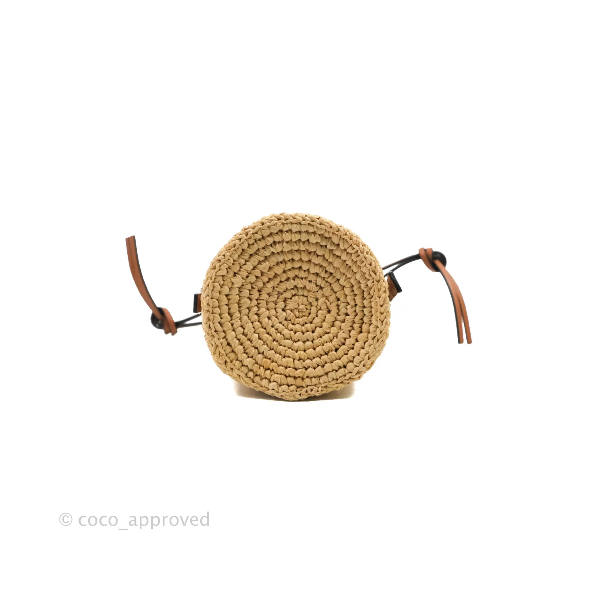 Loewe Cylinder Pocket In Raffia and Calfskin Natural/Tan