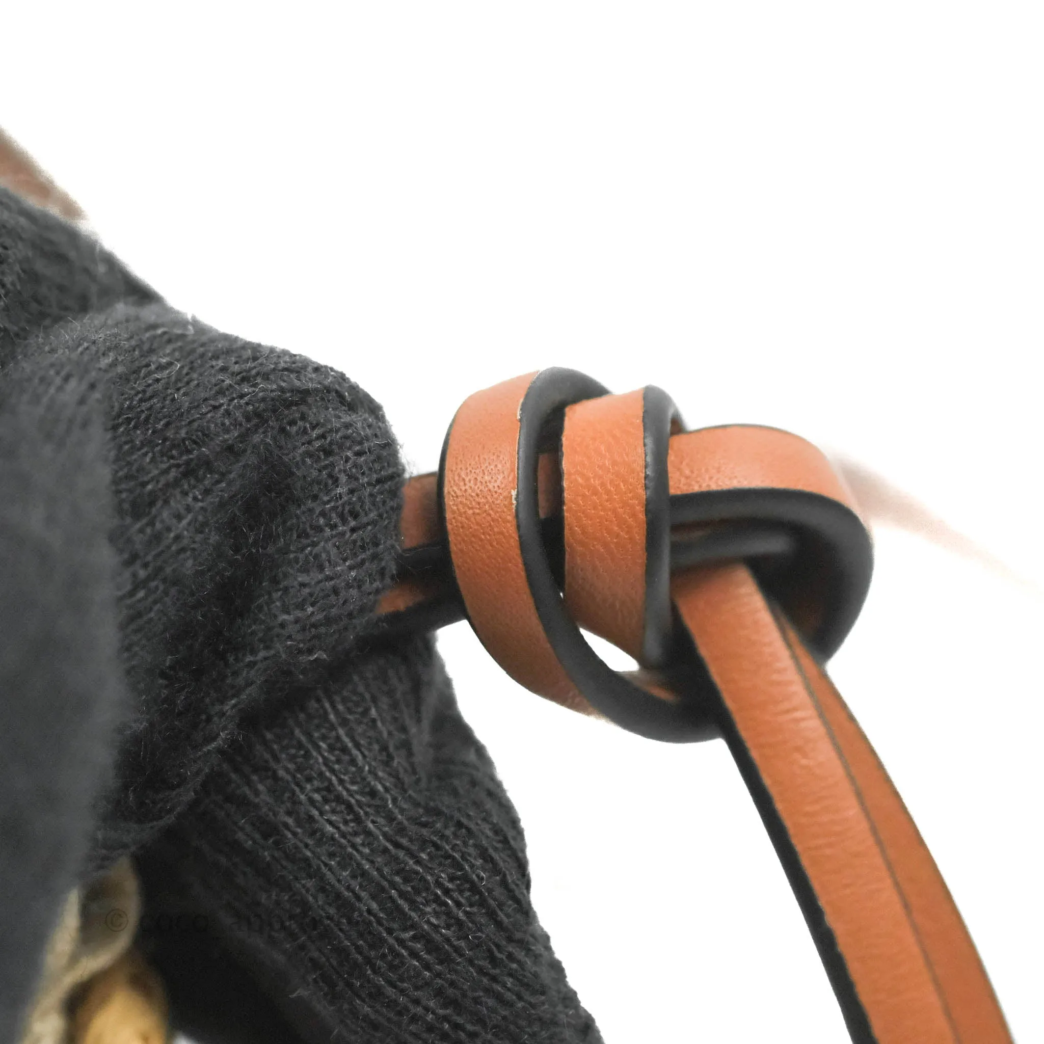 Loewe Cylinder Pocket In Raffia and Calfskin Natural/Tan