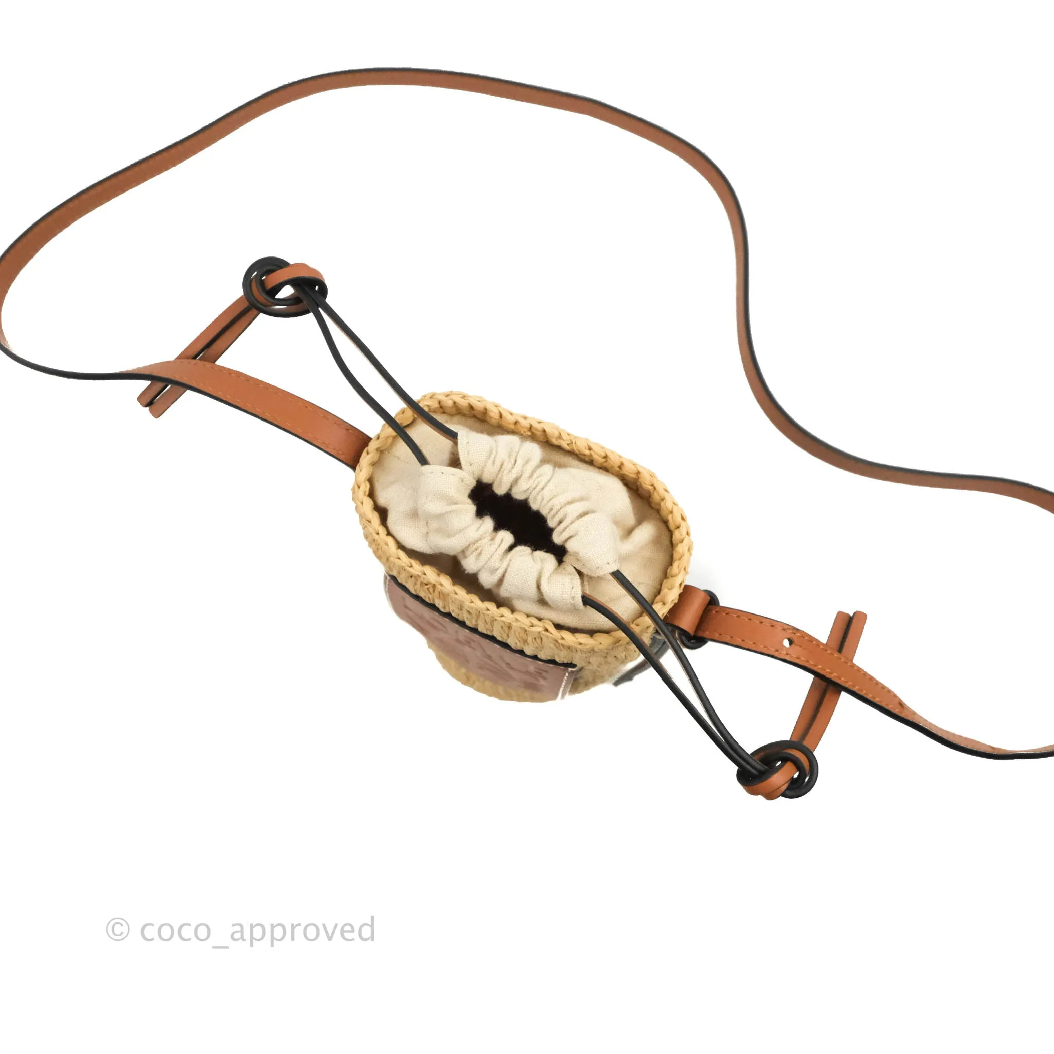 Loewe Cylinder Pocket In Raffia and Calfskin Natural/Tan