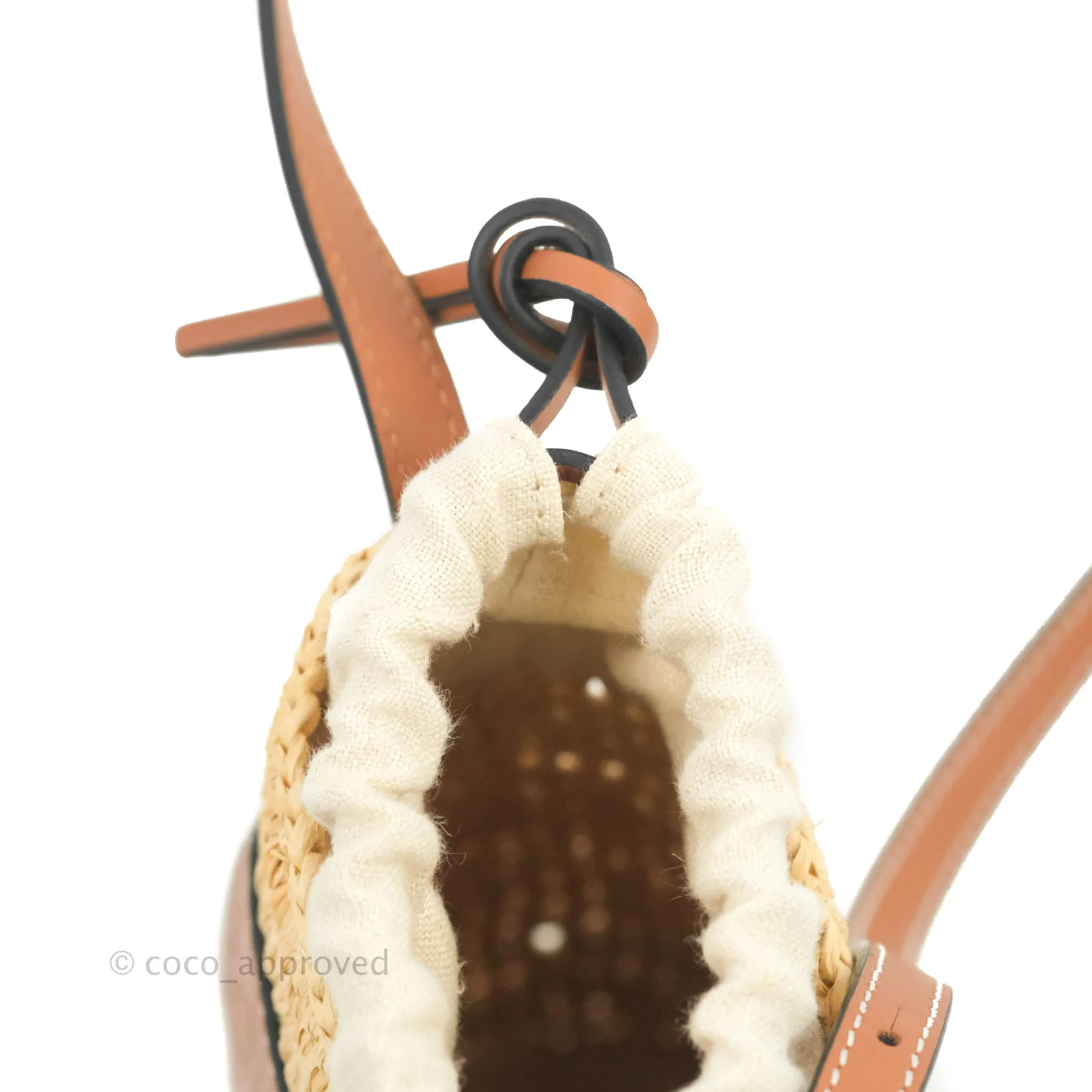 Loewe Cylinder Pocket In Raffia and Calfskin Natural/Tan