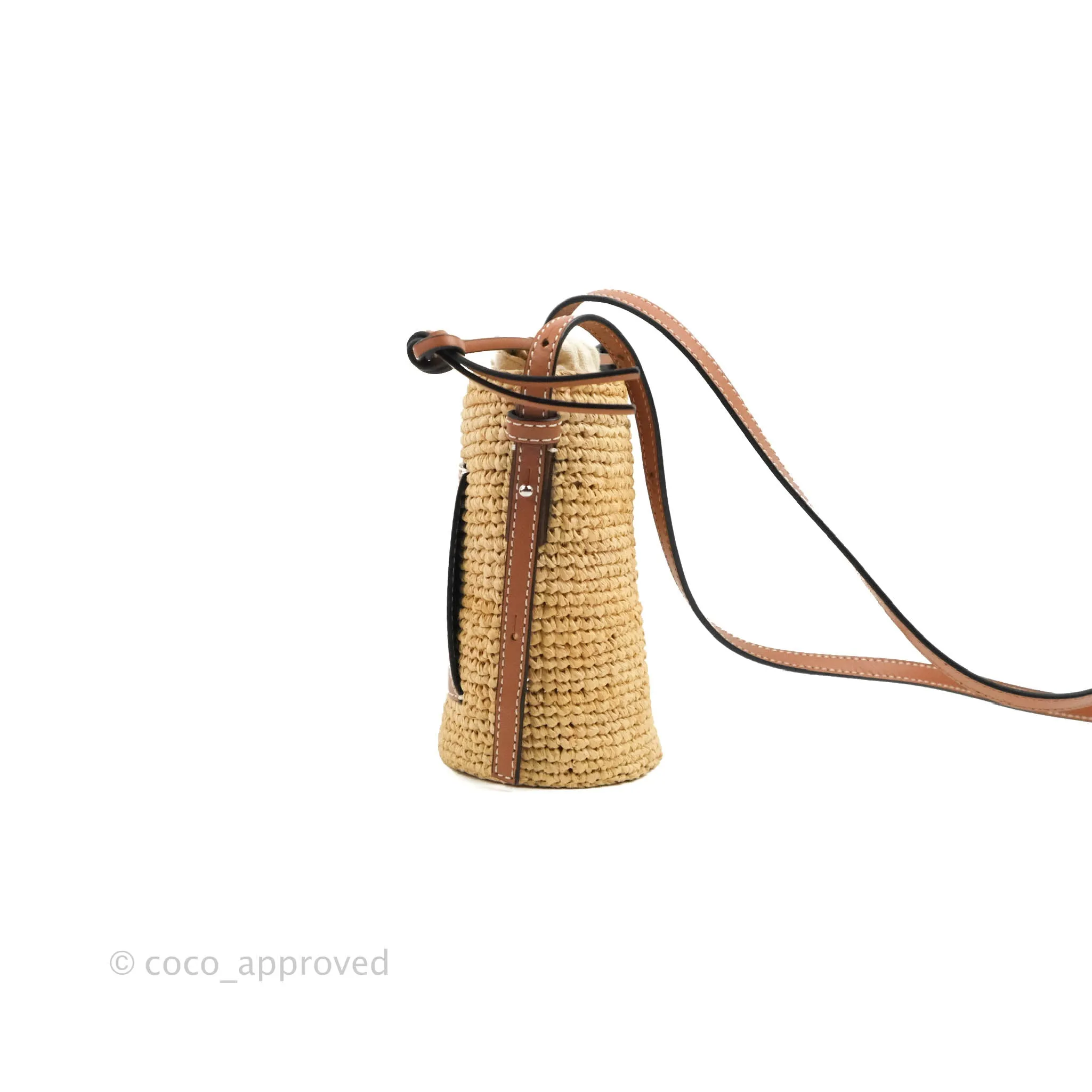 Loewe Cylinder Pocket In Raffia and Calfskin Natural/Tan