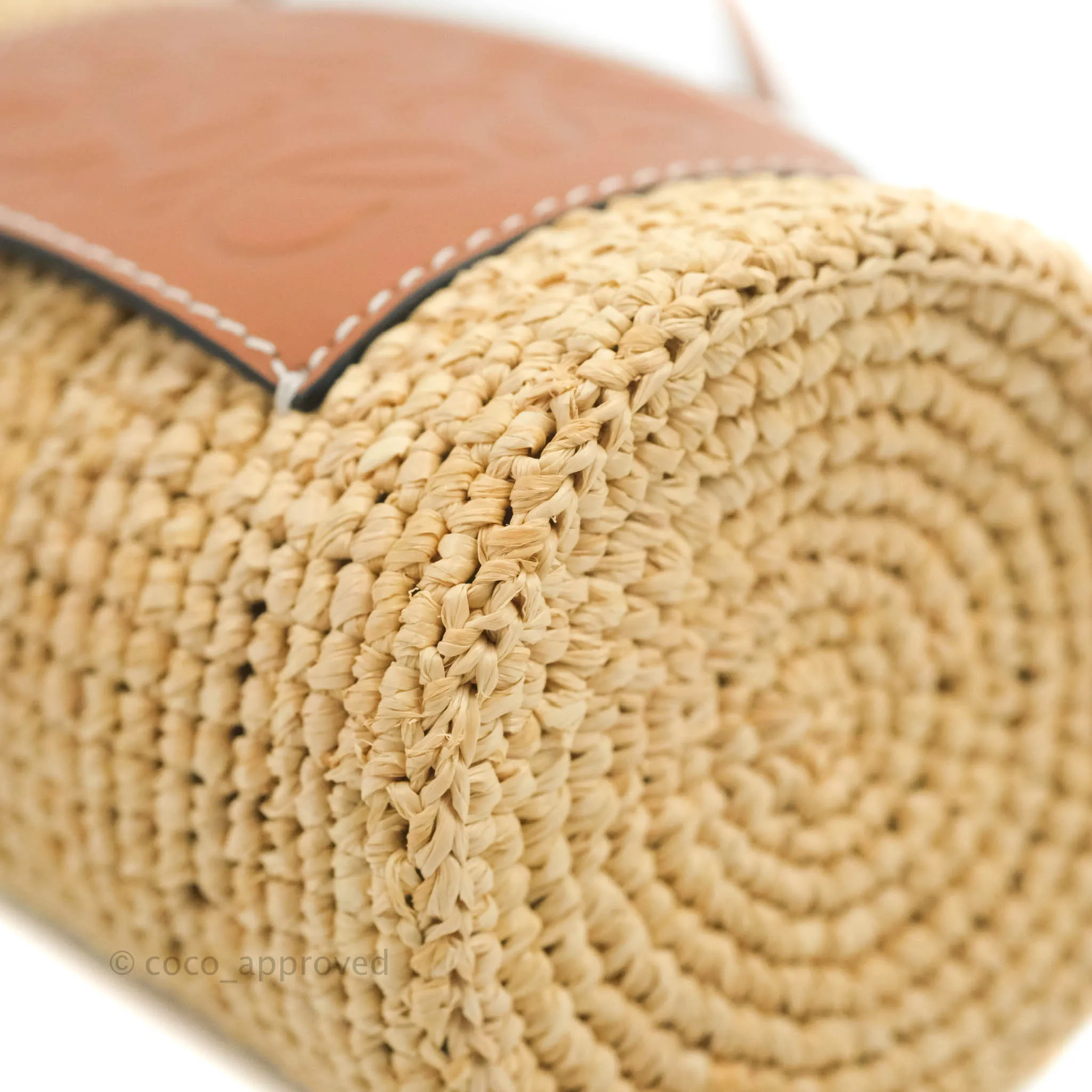 Loewe Cylinder Pocket In Raffia and Calfskin Natural/Tan