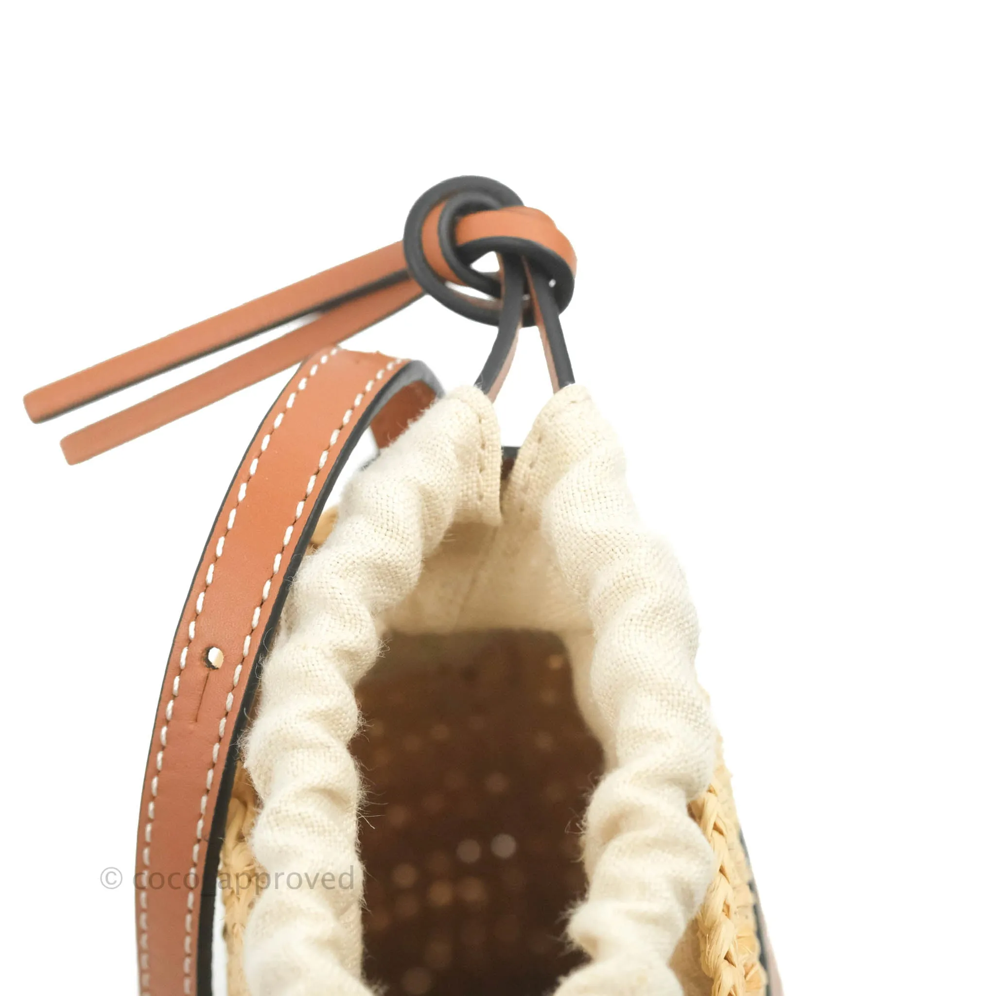 Loewe Cylinder Pocket In Raffia and Calfskin Natural/Tan