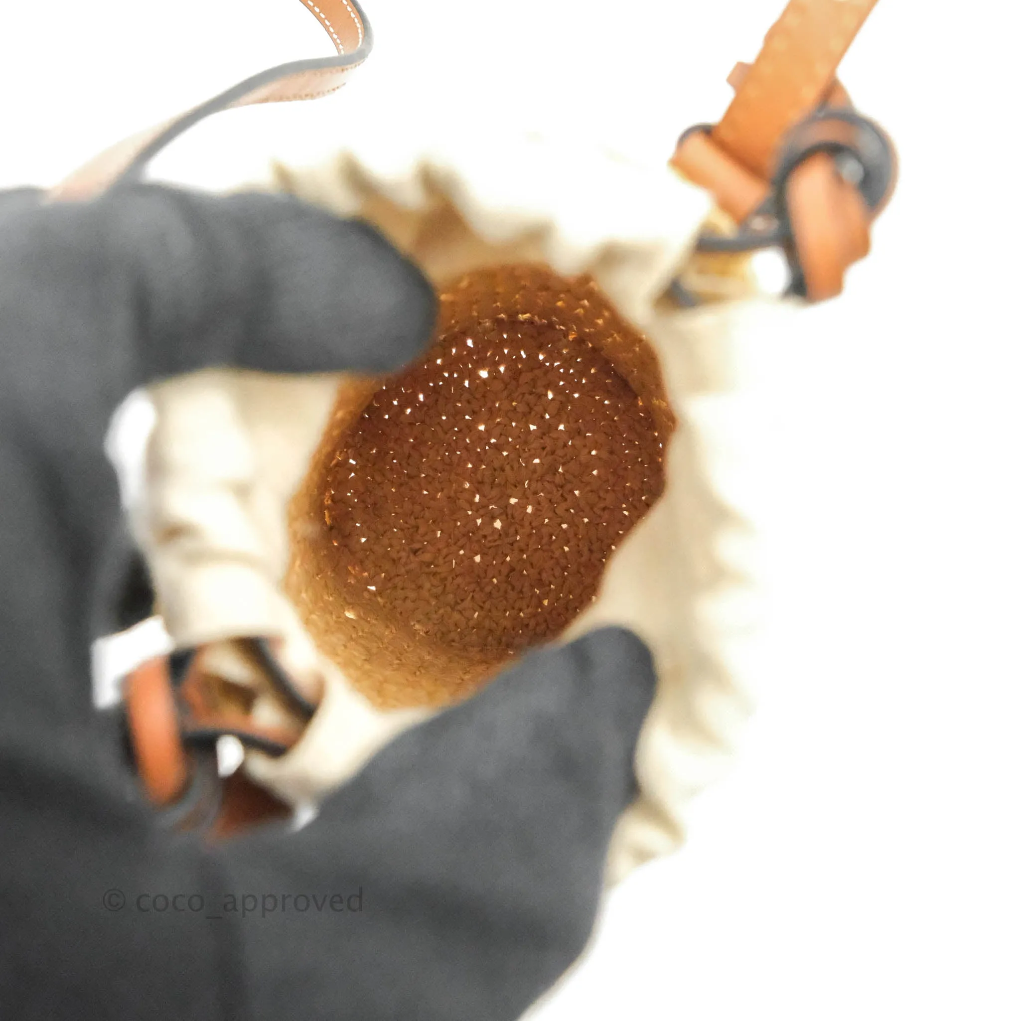 Loewe Cylinder Pocket In Raffia and Calfskin Natural/Tan