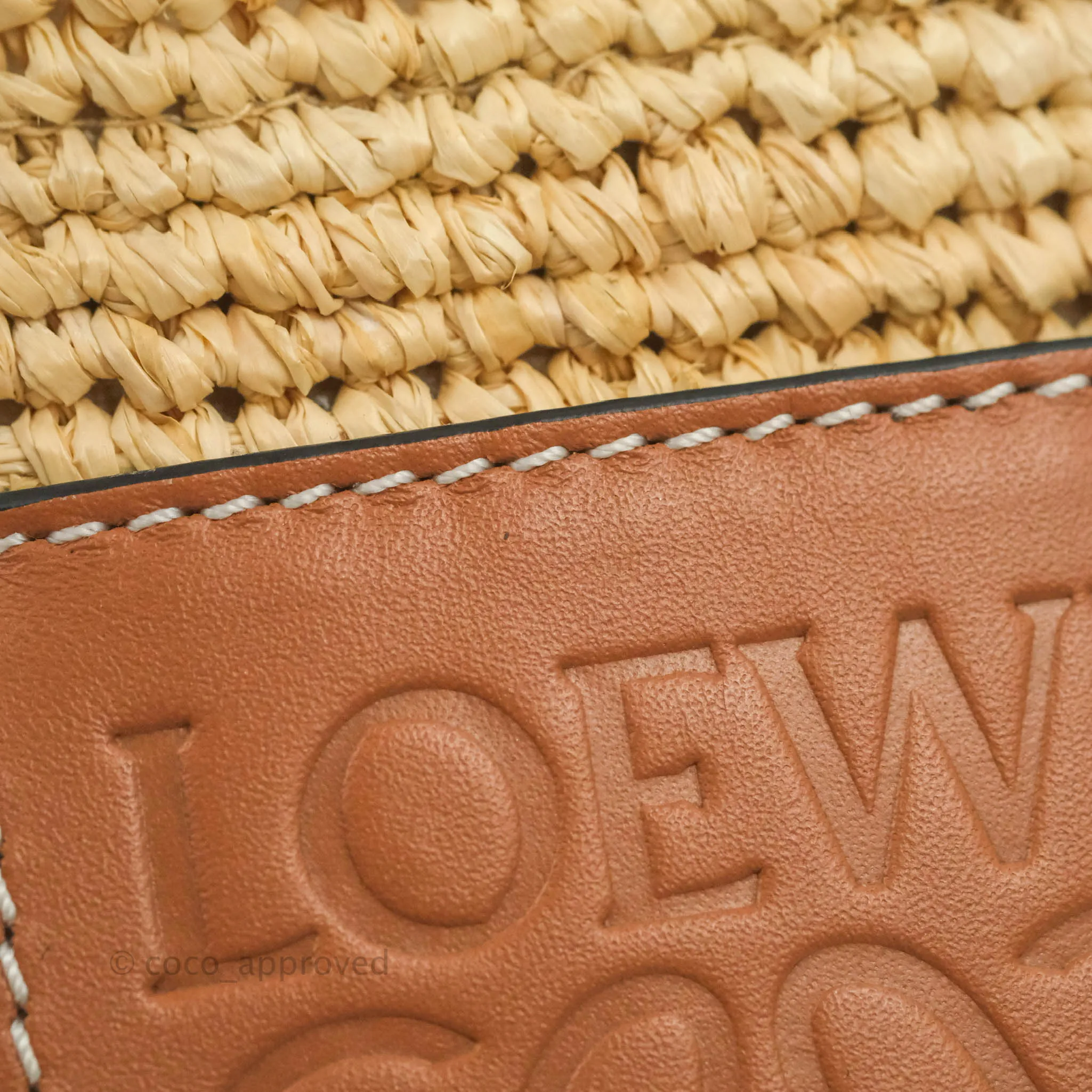 Loewe Cylinder Pocket In Raffia and Calfskin Natural/Tan
