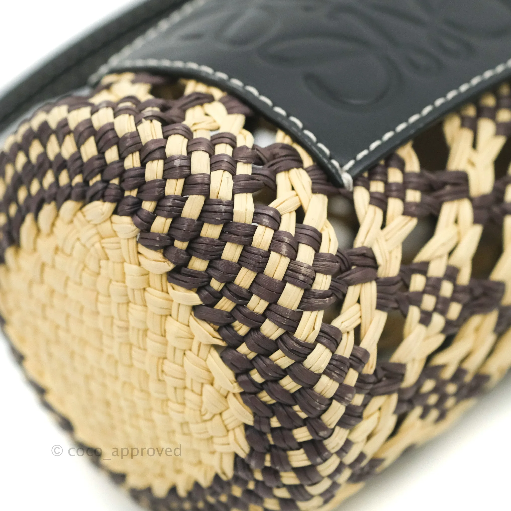 Loewe Cylinder Pocket In Raffia and Calfskin