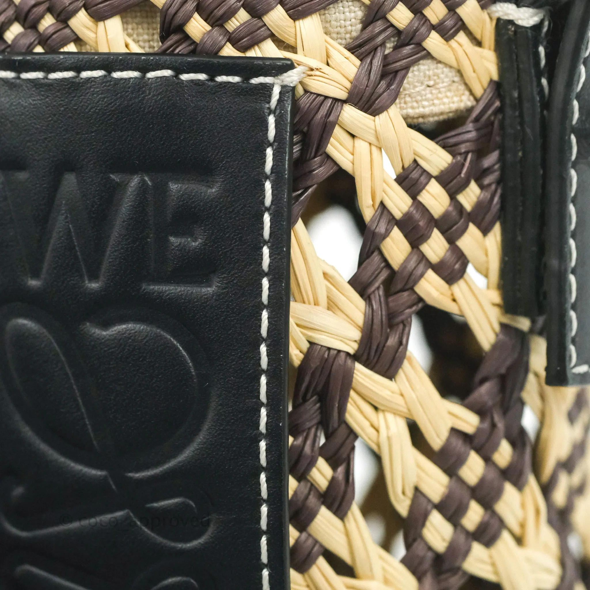 Loewe Cylinder Pocket In Raffia and Calfskin
