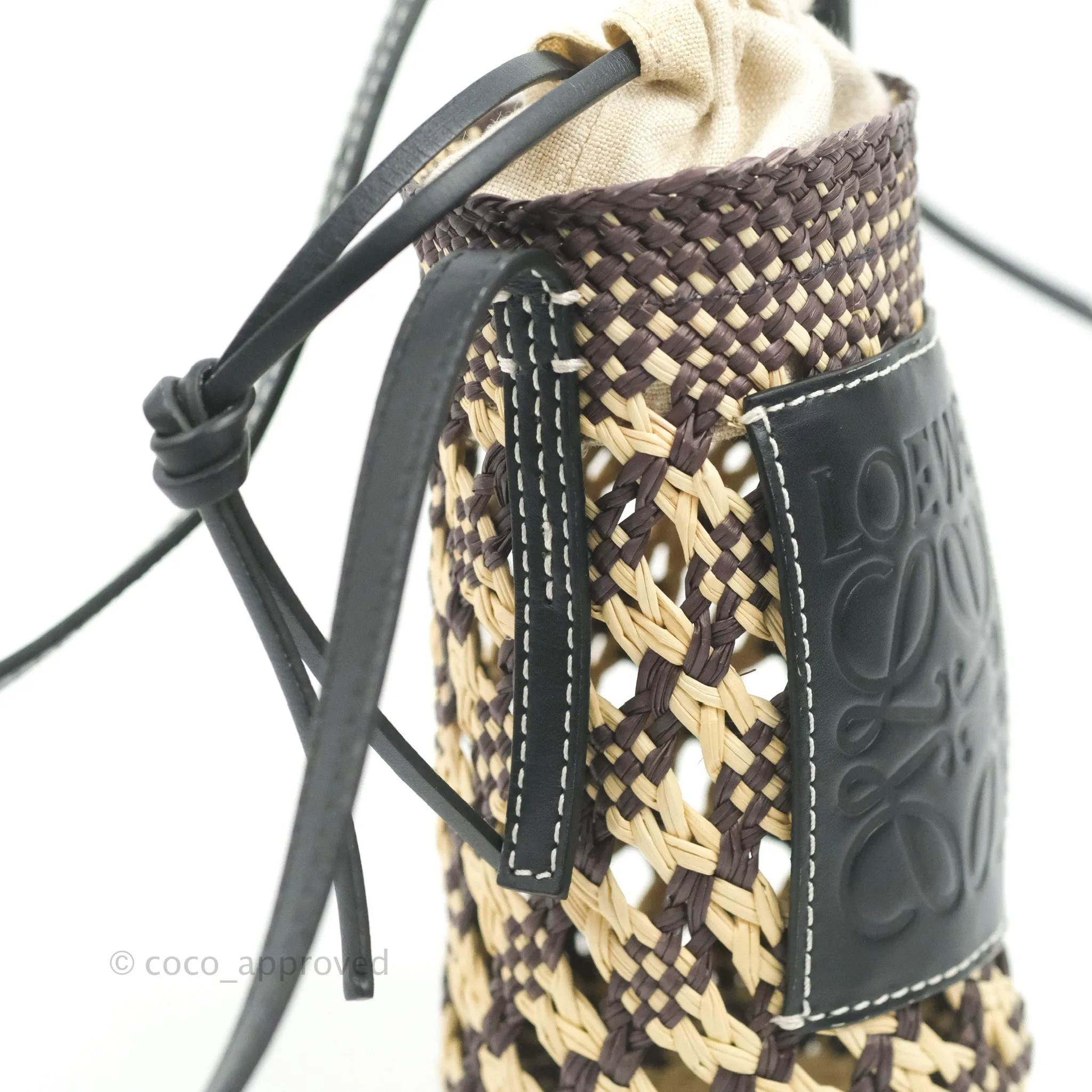 Loewe Cylinder Pocket In Raffia and Calfskin