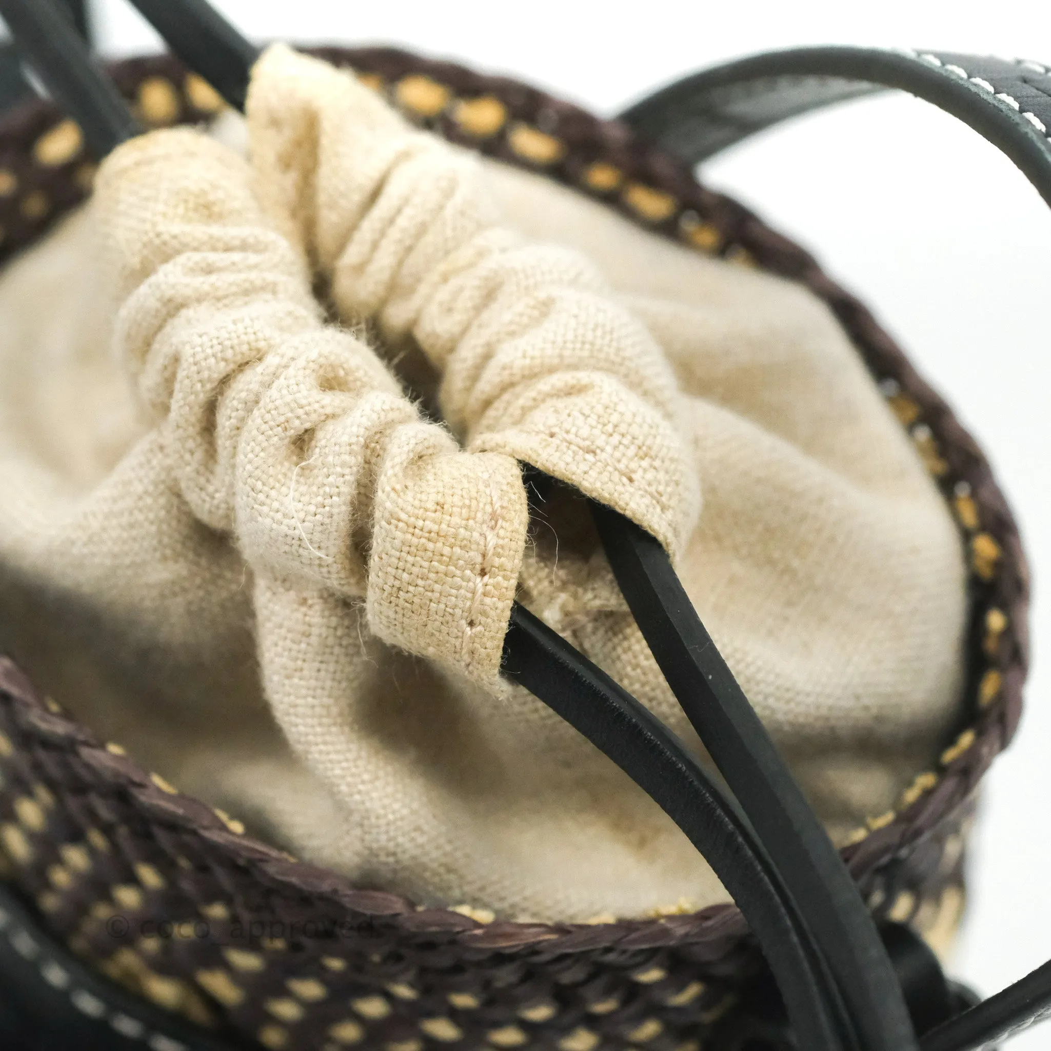 Loewe Cylinder Pocket In Raffia and Calfskin