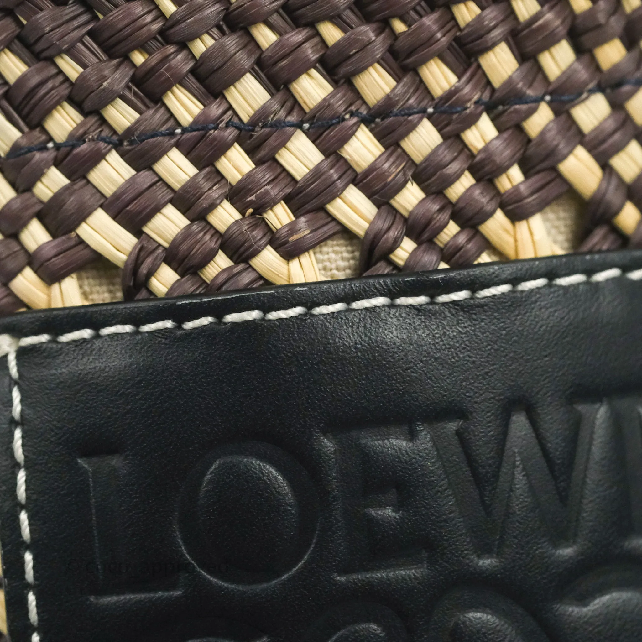 Loewe Cylinder Pocket In Raffia and Calfskin