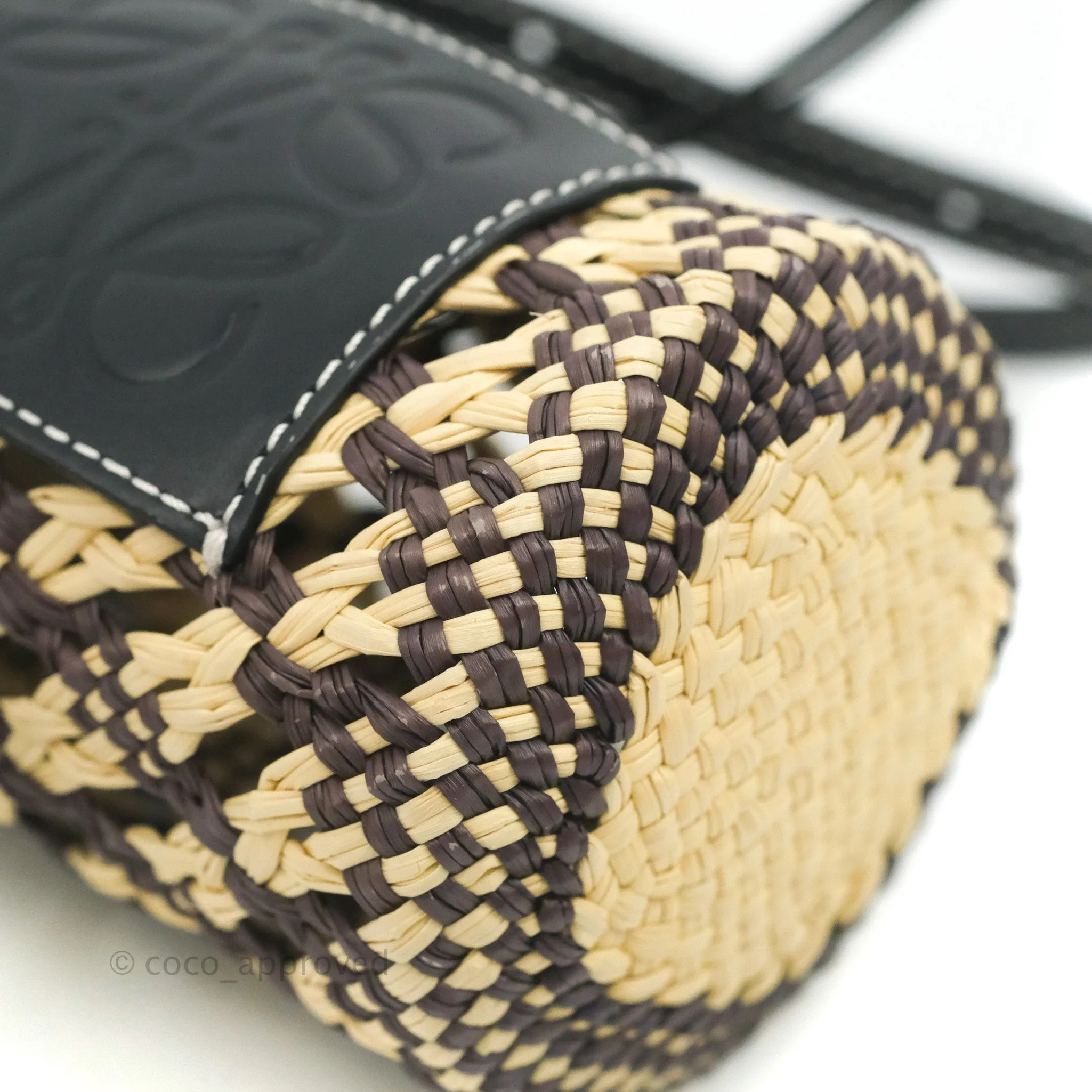 Loewe Cylinder Pocket In Raffia and Calfskin