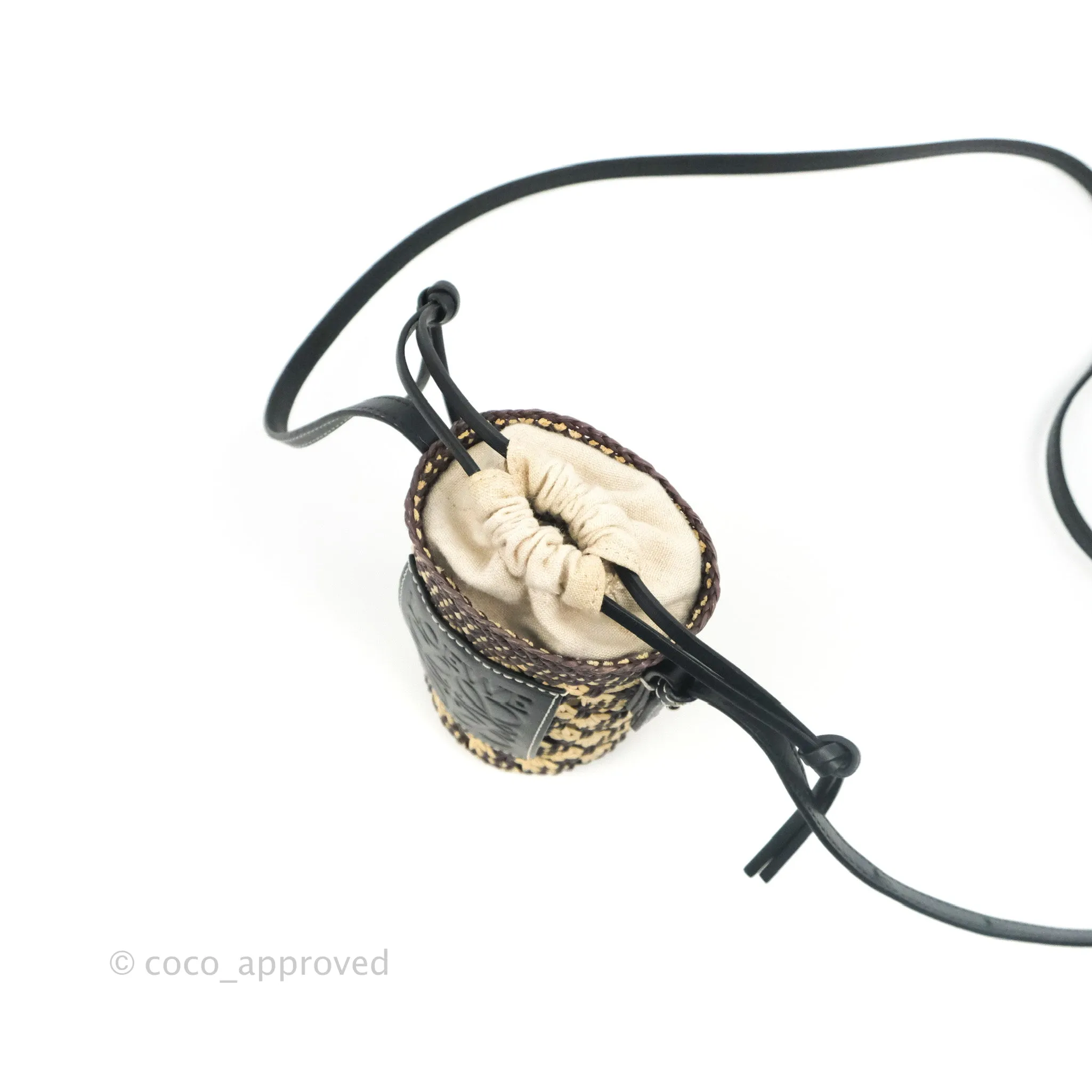 Loewe Cylinder Pocket In Raffia and Calfskin