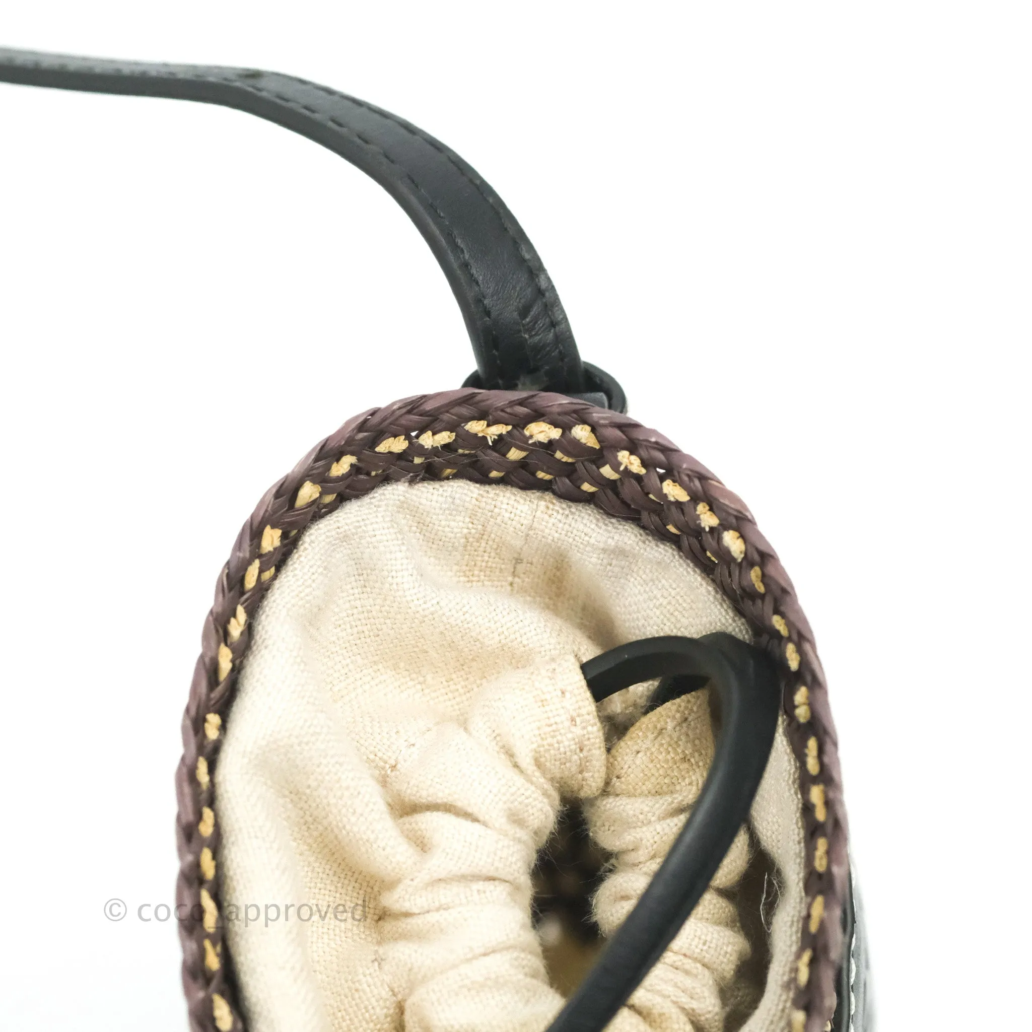 Loewe Cylinder Pocket In Raffia and Calfskin