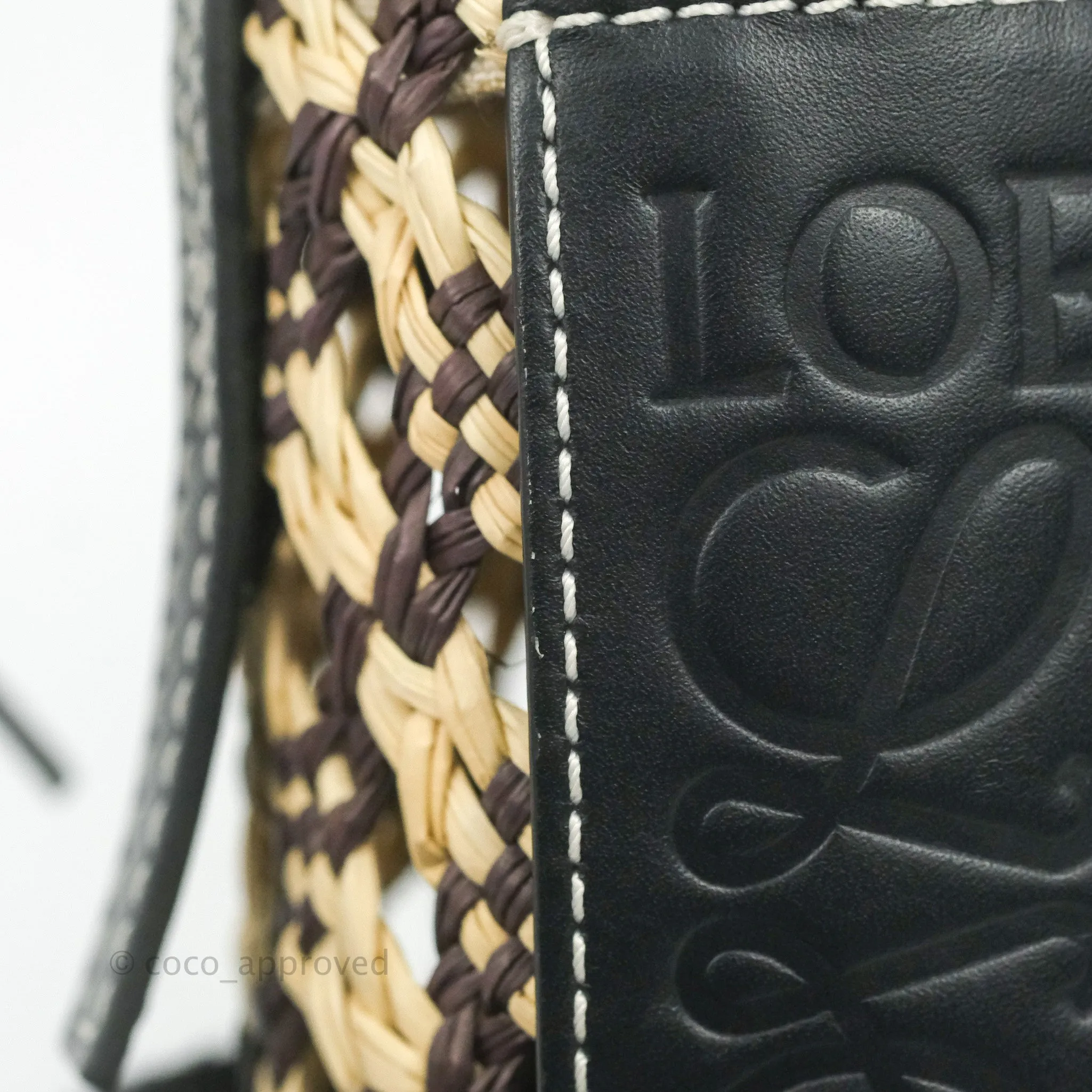 Loewe Cylinder Pocket In Raffia and Calfskin