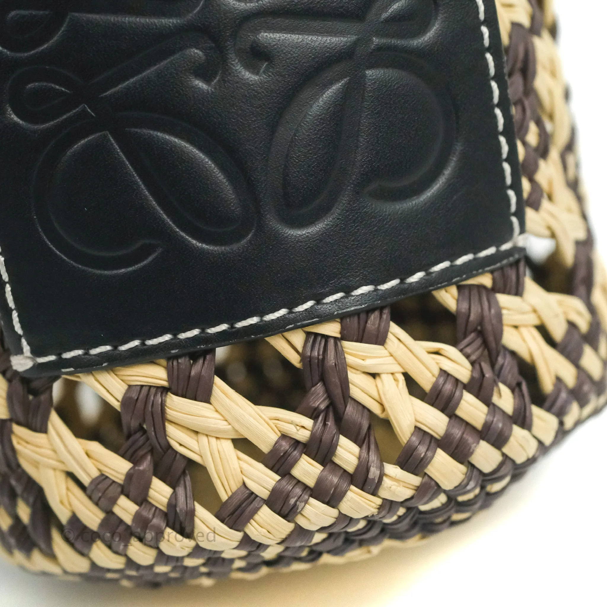 Loewe Cylinder Pocket In Raffia and Calfskin