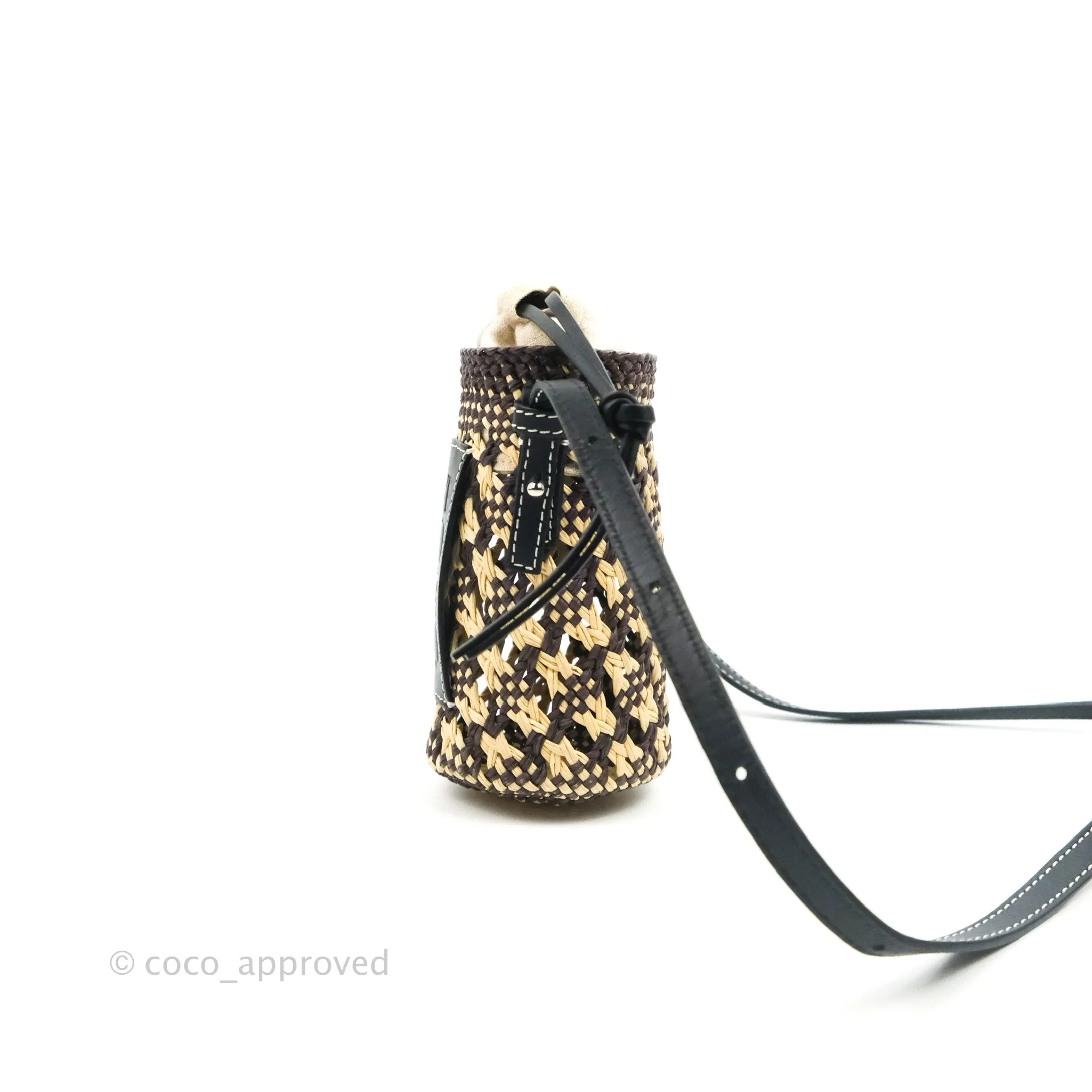 Loewe Cylinder Pocket In Raffia and Calfskin