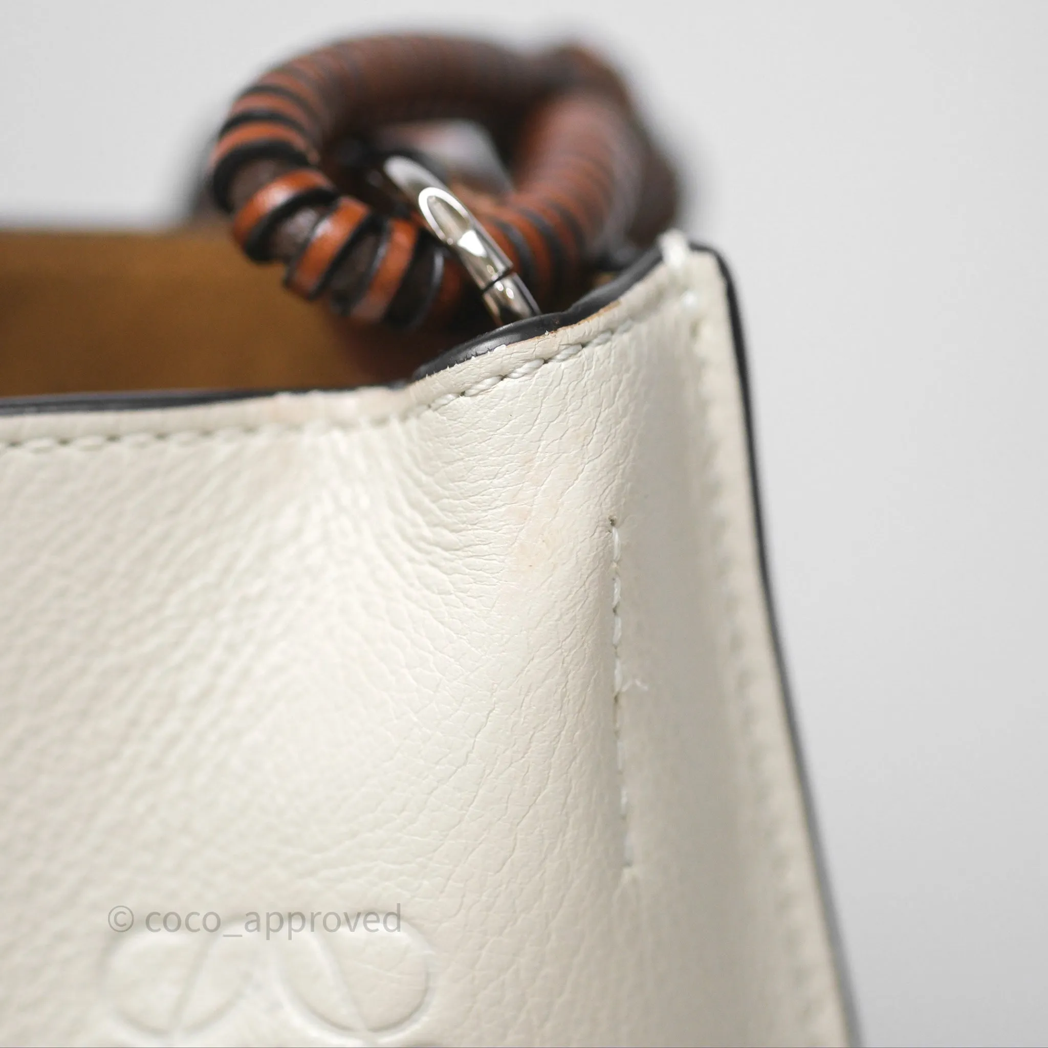 Loewe Gate Bucket Handle Bag Soft White Grained Calfskin