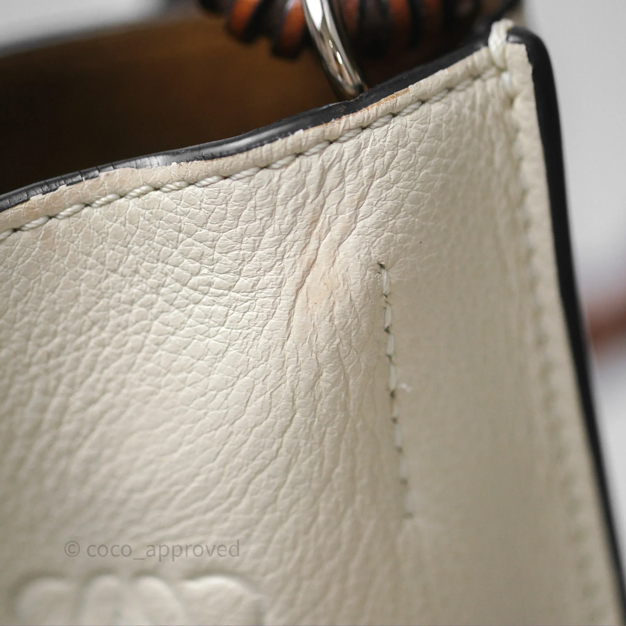 Loewe Gate Bucket Handle Bag Soft White Grained Calfskin
