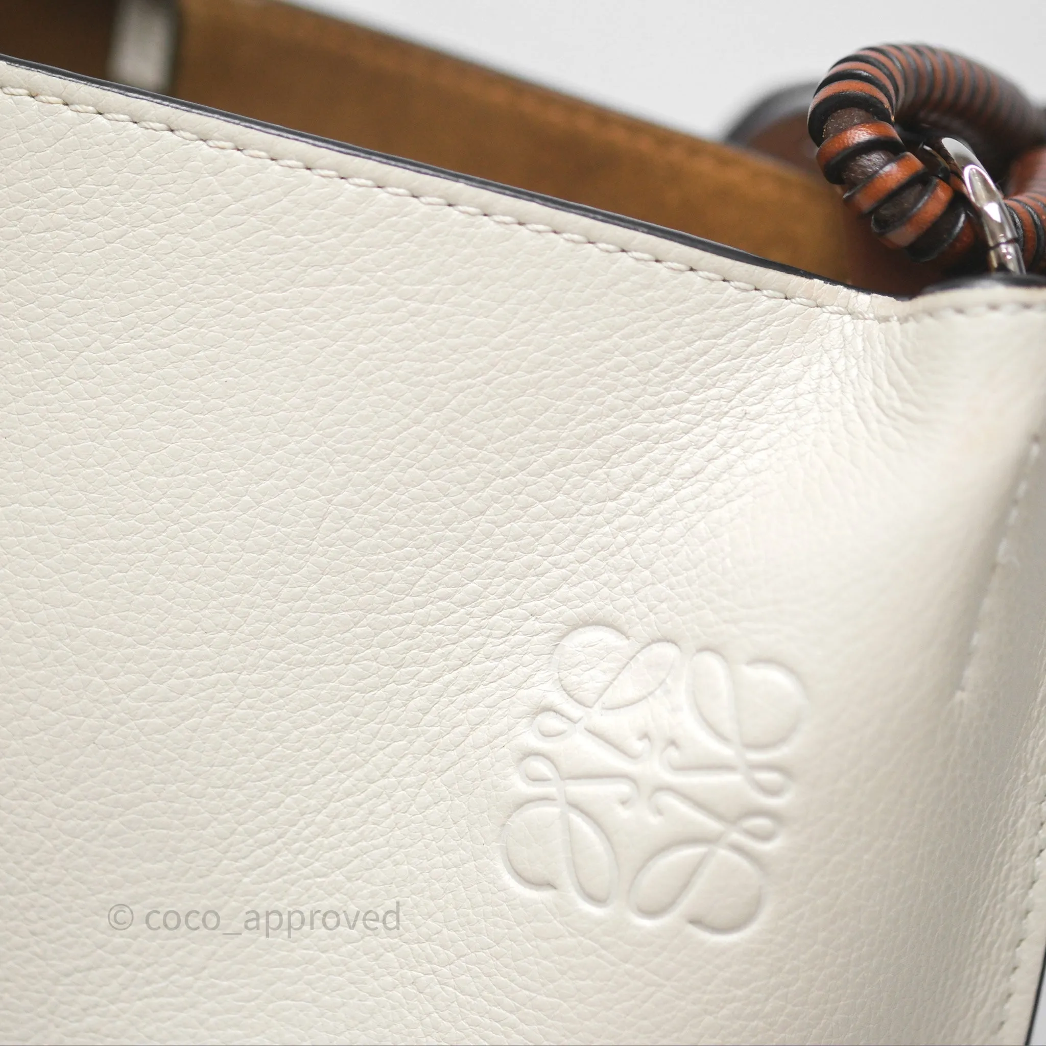 Loewe Gate Bucket Handle Bag Soft White Grained Calfskin