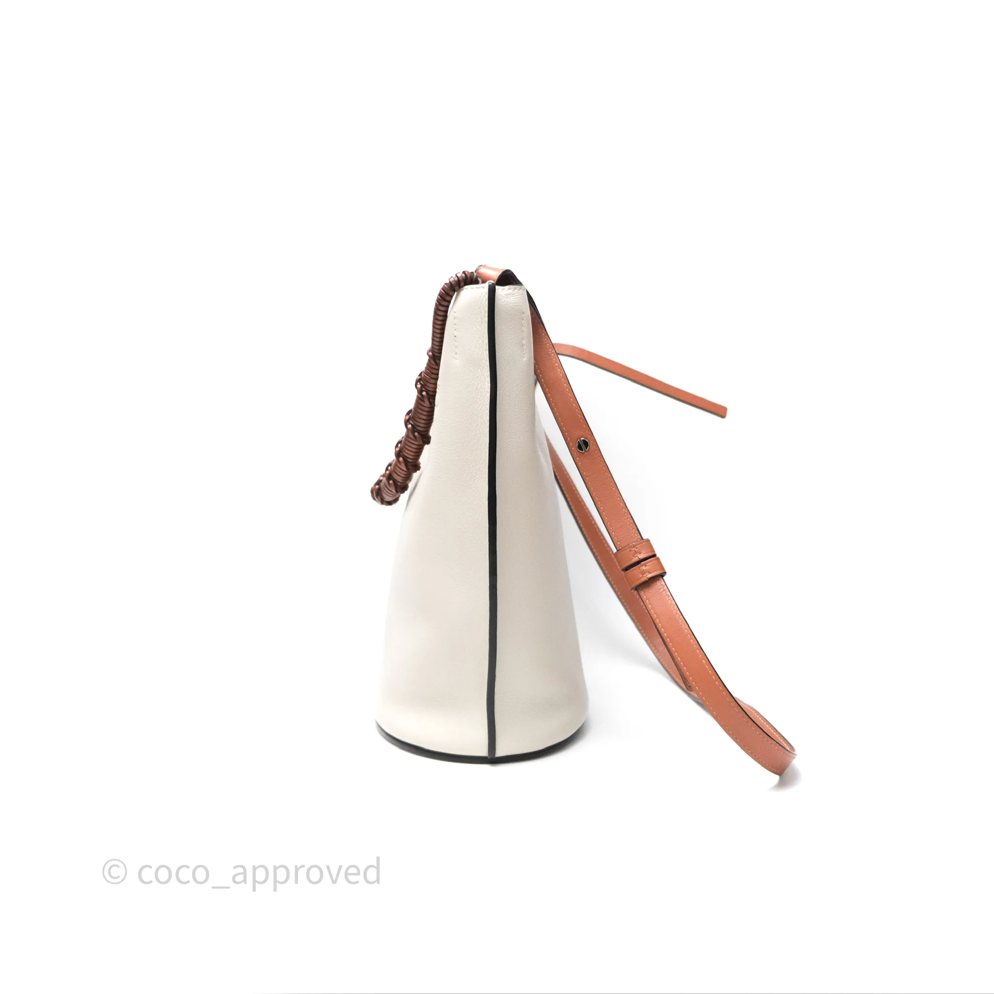 Loewe Gate Bucket Handle Bag Soft White Grained Calfskin