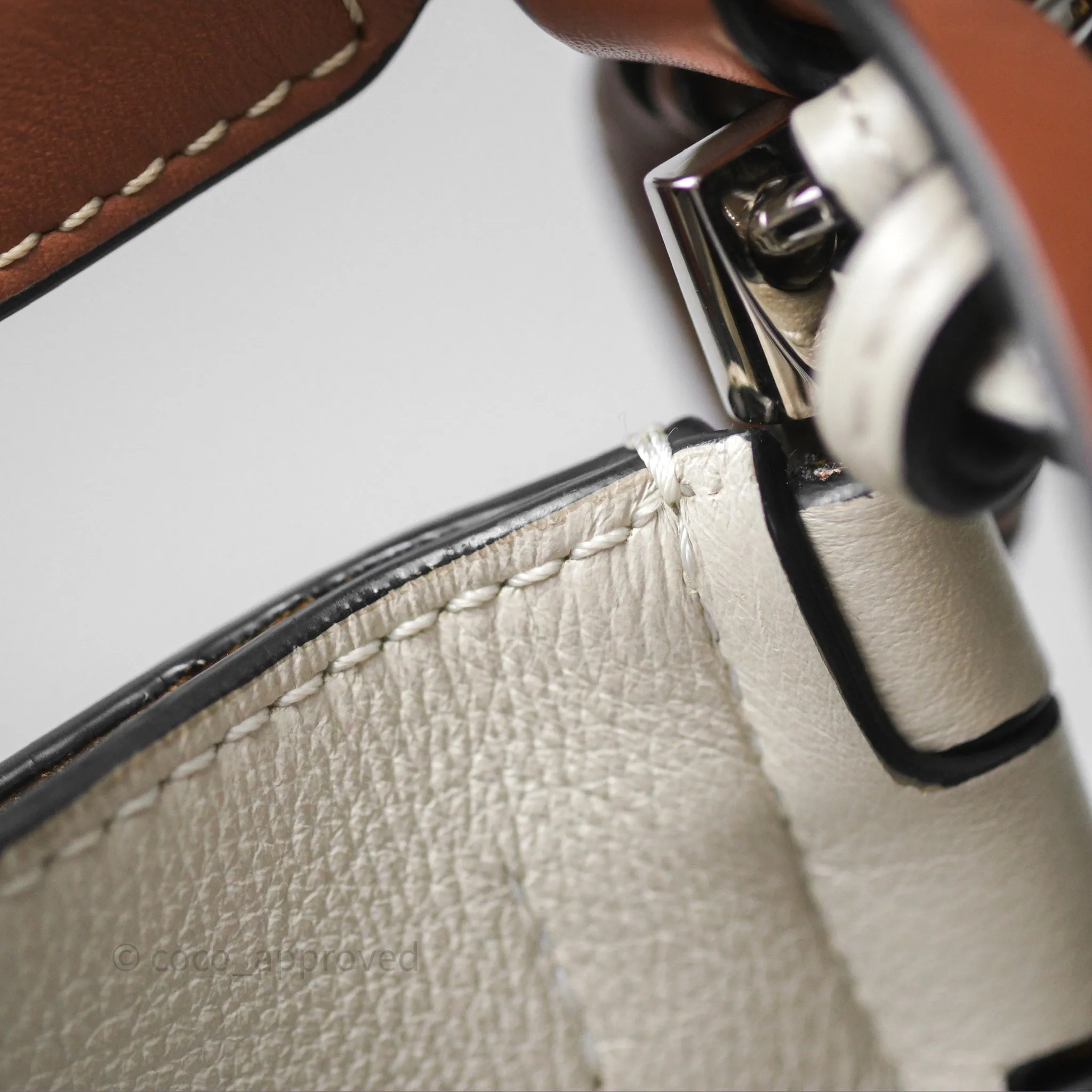 Loewe Gate Bucket Handle Bag Soft White Grained Calfskin