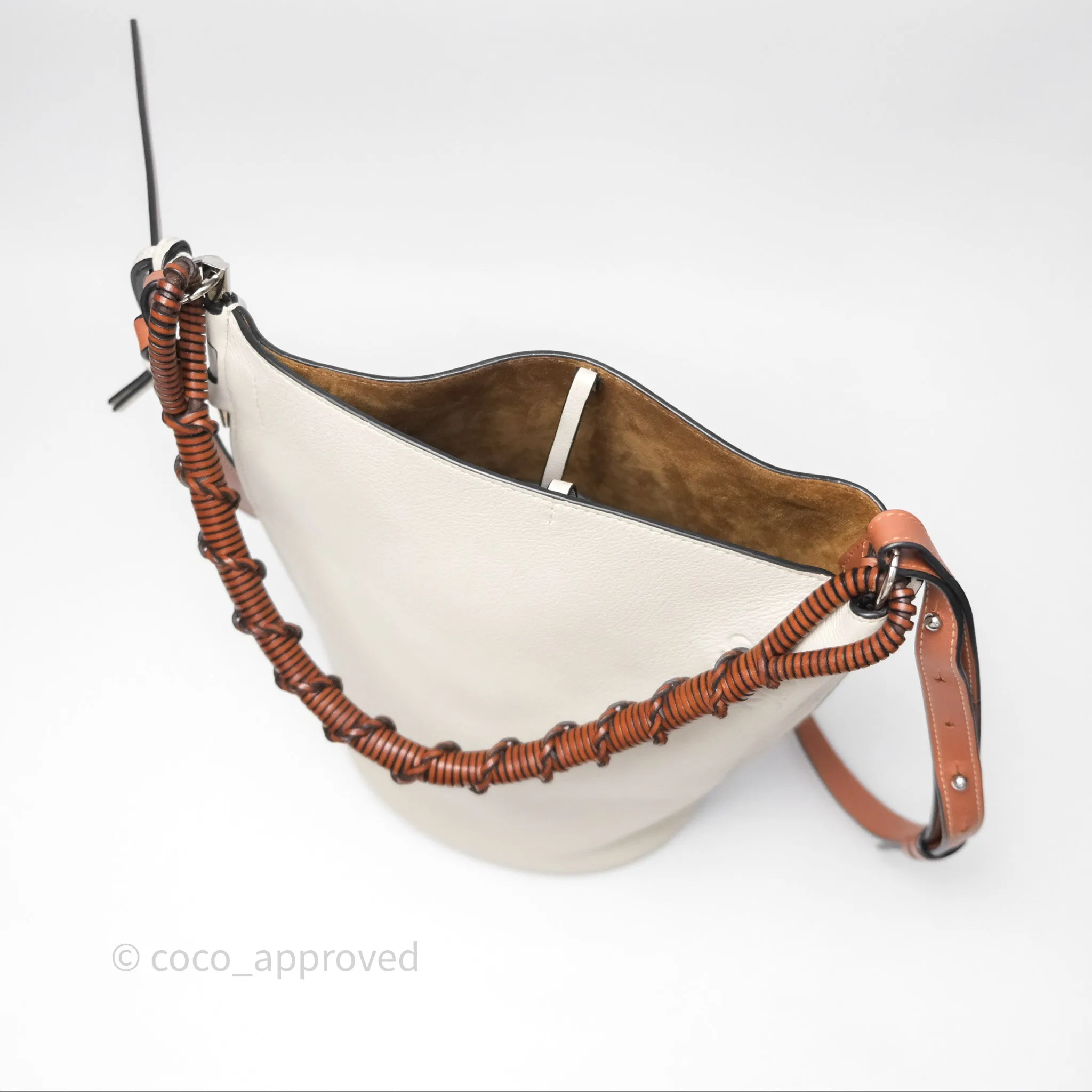 Loewe Gate Bucket Handle Bag Soft White Grained Calfskin