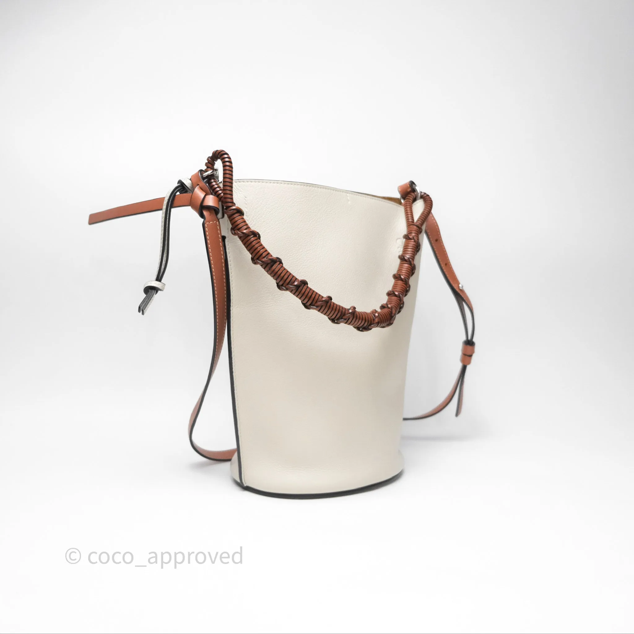 Loewe Gate Bucket Handle Bag Soft White Grained Calfskin