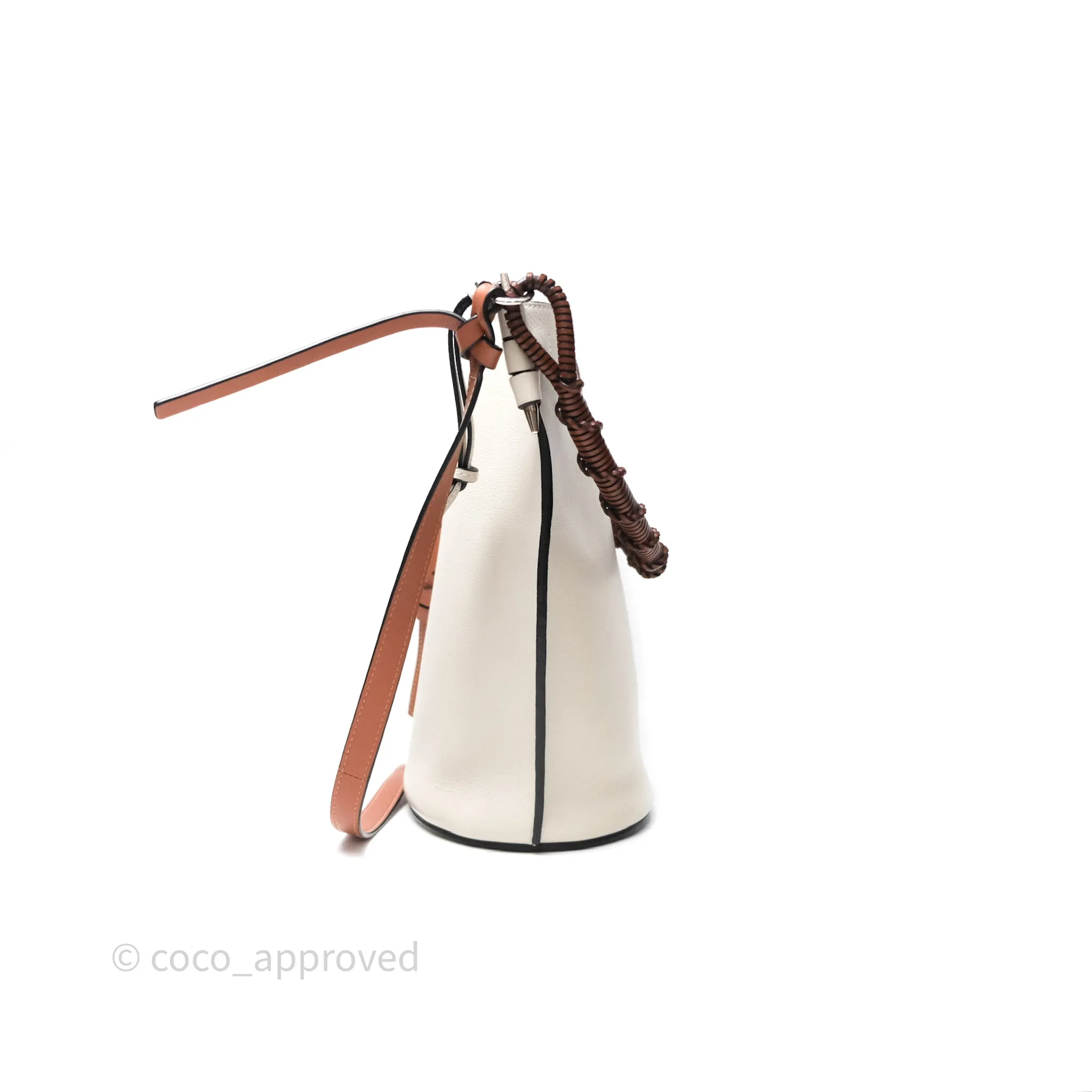 Loewe Gate Bucket Handle Bag Soft White Grained Calfskin
