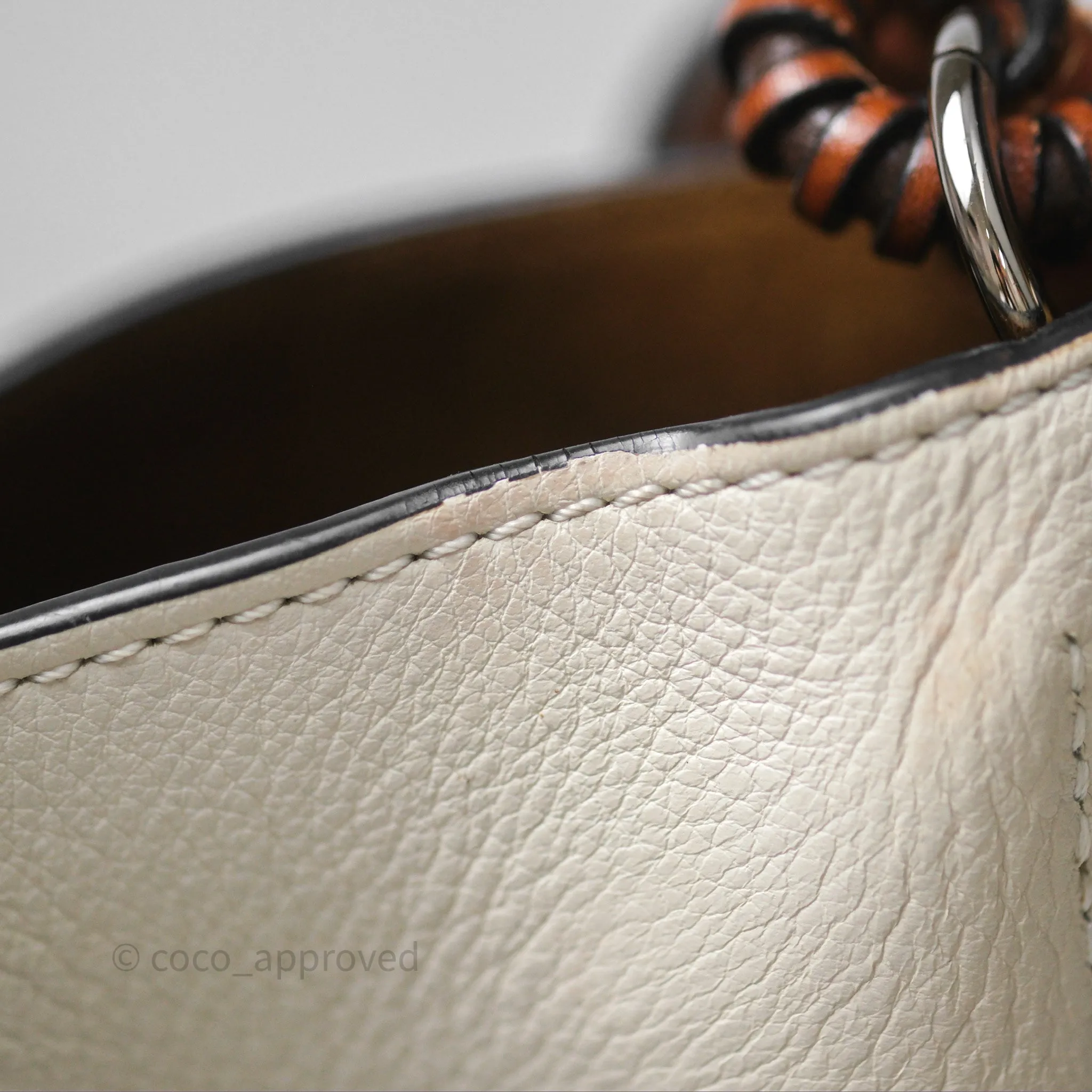 Loewe Gate Bucket Handle Bag Soft White Grained Calfskin