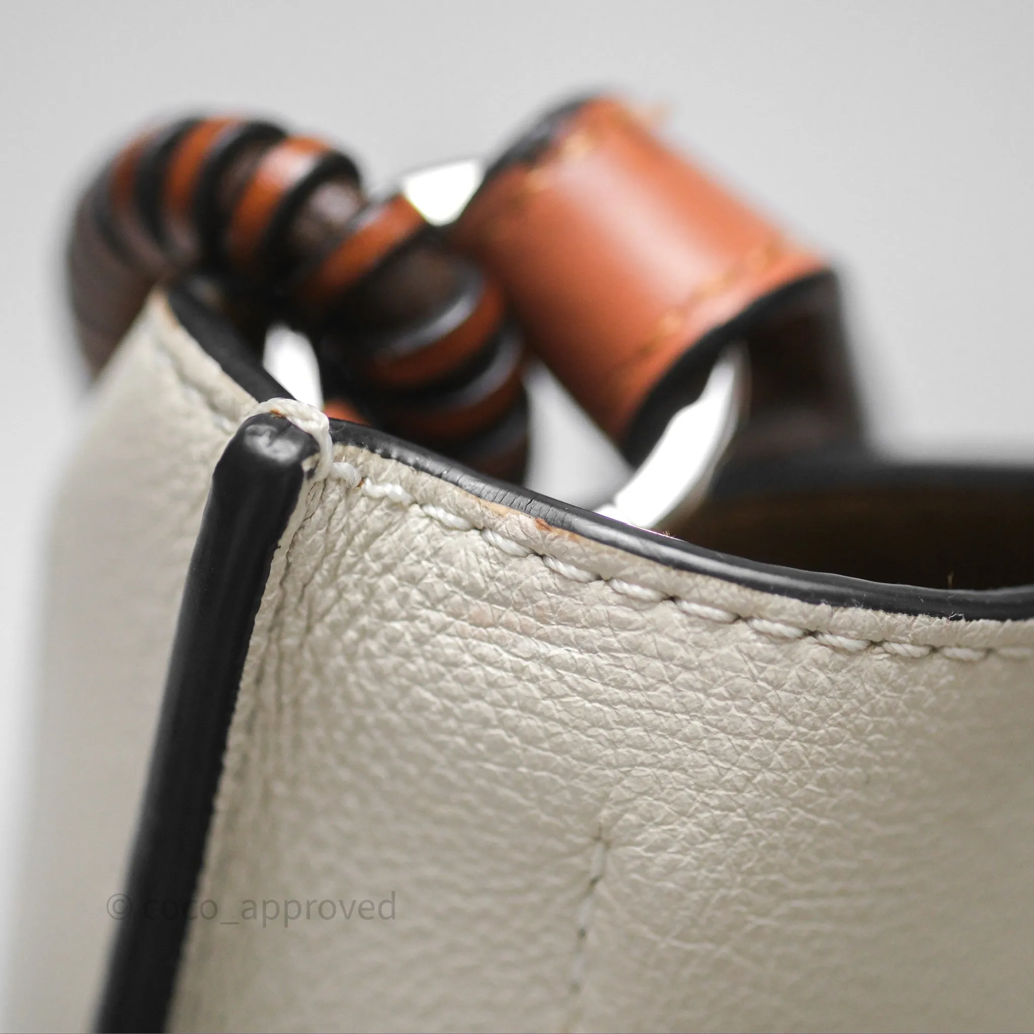 Loewe Gate Bucket Handle Bag Soft White Grained Calfskin