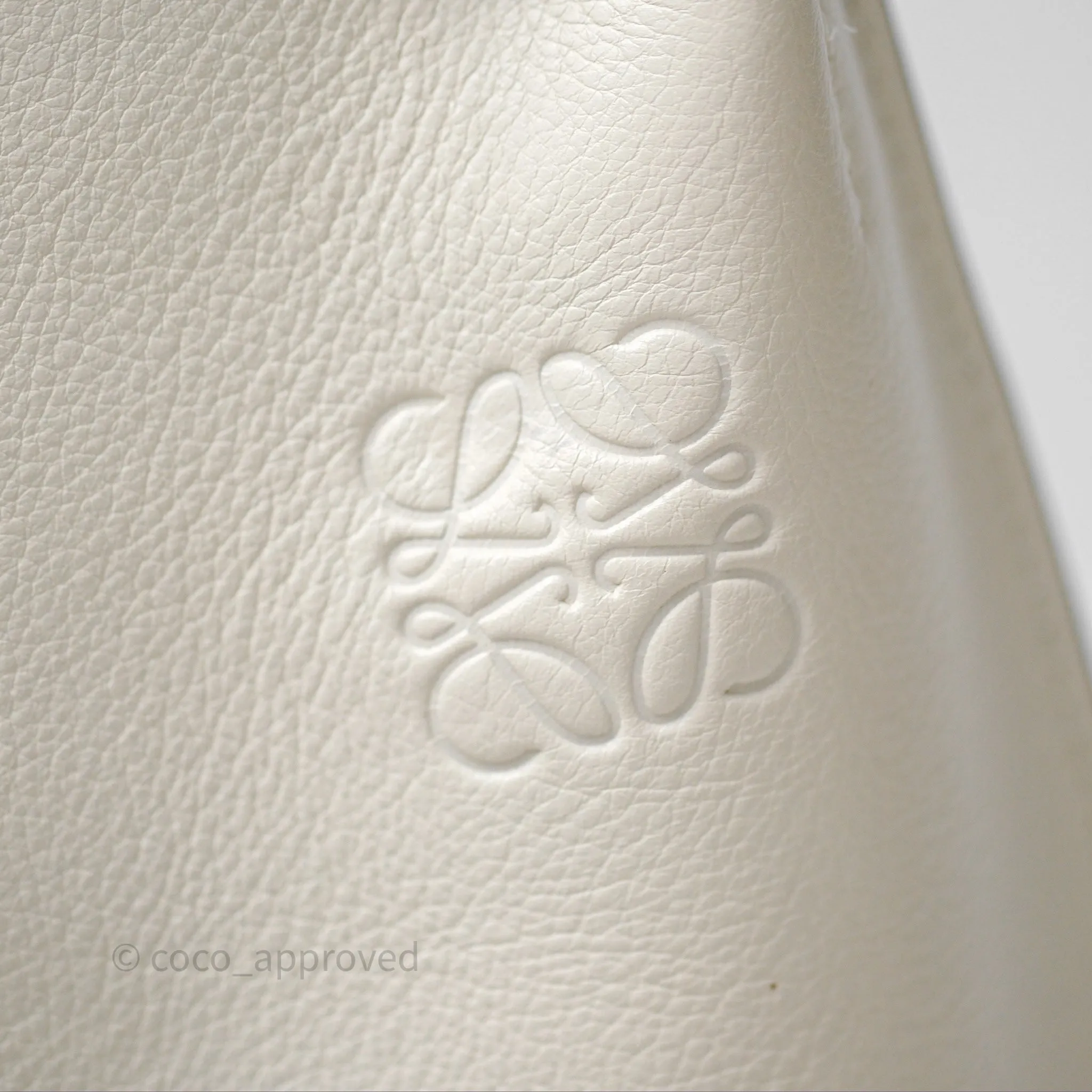 Loewe Gate Bucket Handle Bag Soft White Grained Calfskin
