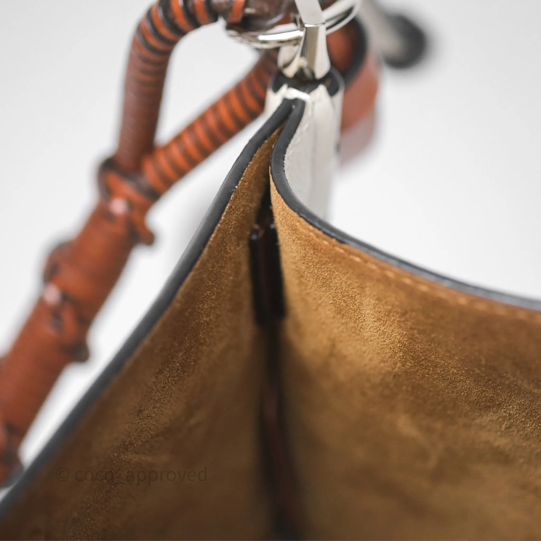 Loewe Gate Bucket Handle Bag Soft White Grained Calfskin