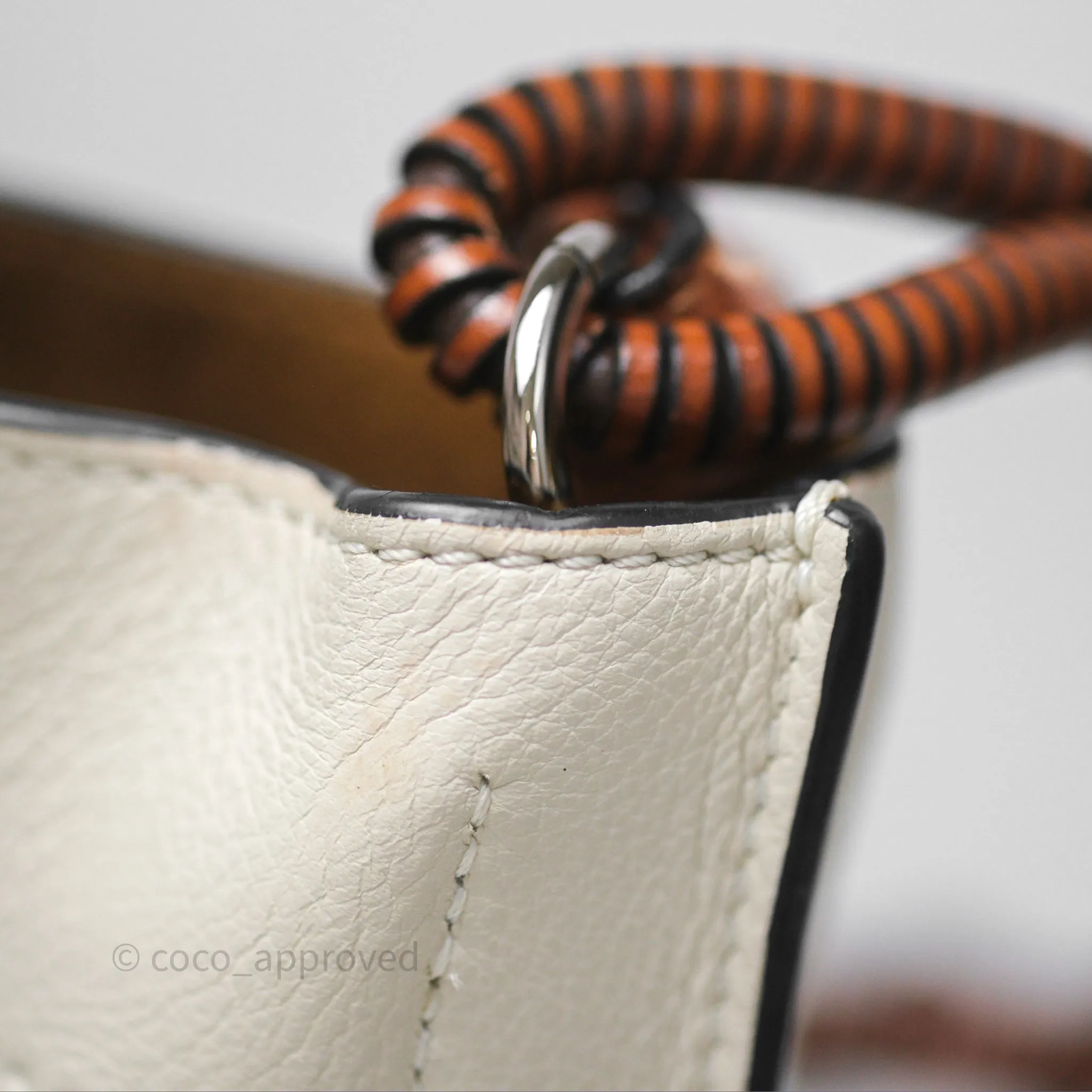 Loewe Gate Bucket Handle Bag Soft White Grained Calfskin